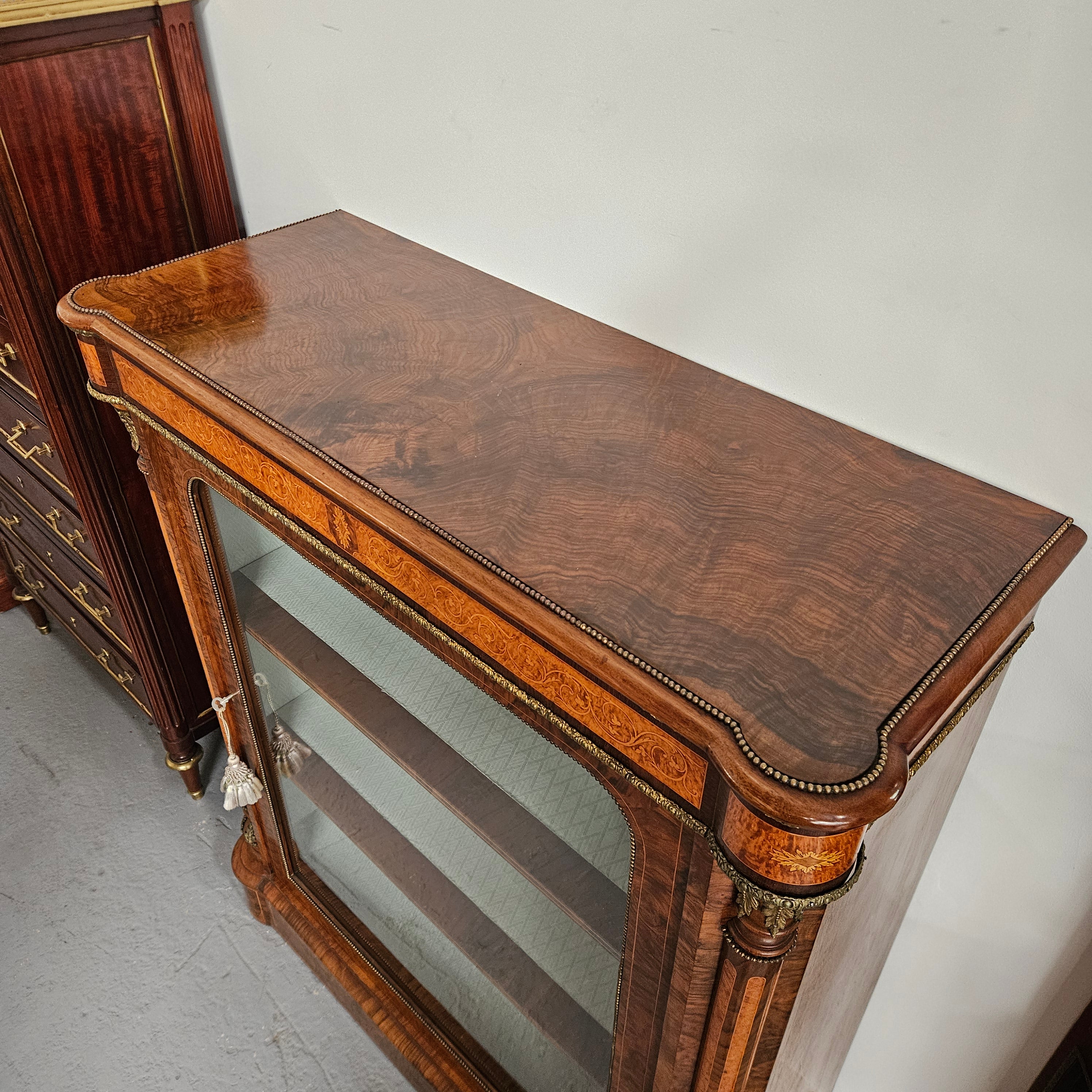 Beautiful Figured Walnut Victorian Inlaid Piers Cabinet | Antique & Vintage | Moonee Ponds Antiques | Australia Wide Delivery
