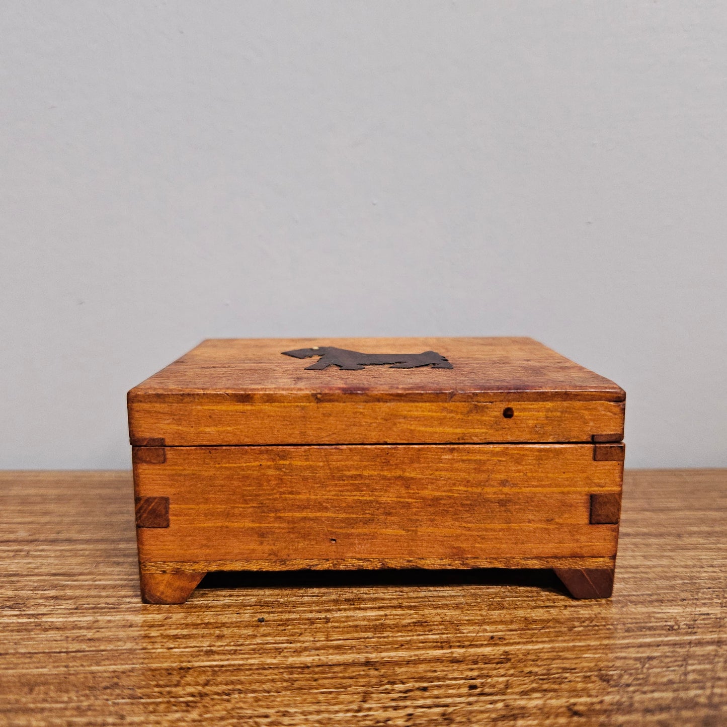 Vintage Scottie Dog Wooden Trinket Box