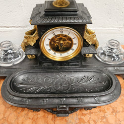 French Desk Clock With Inkwells | Antique & Vintage | Moonee Ponds Antiques | Australia Wide Delivery