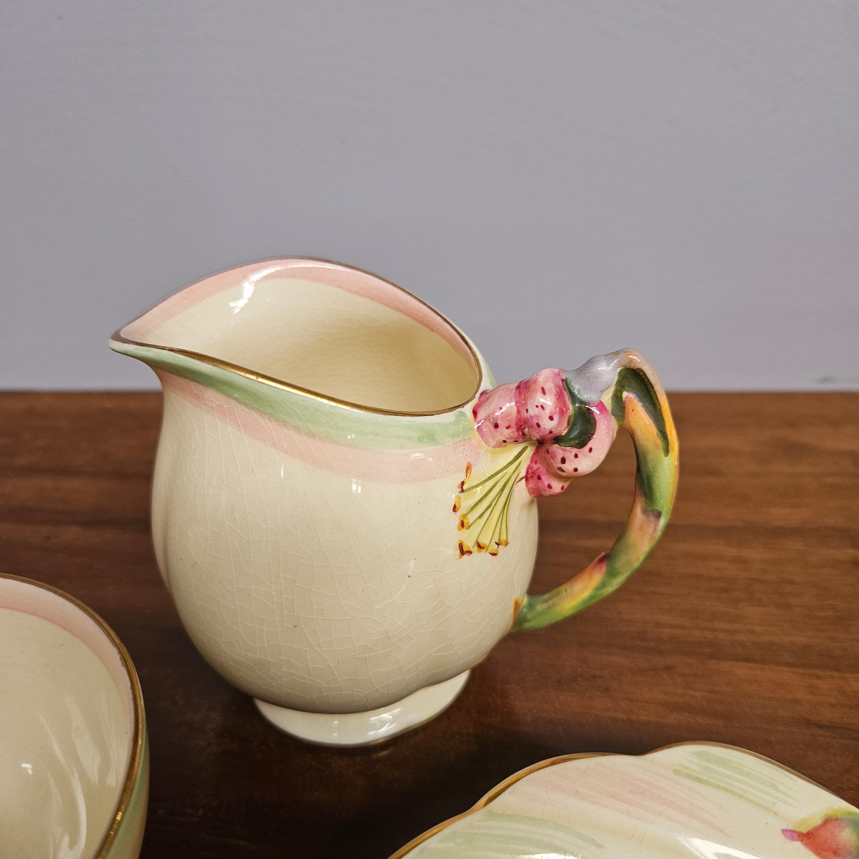 Royal Winton "Tiger Lily" Milk Jug, Sugar Bowl & Dish | Antique & Vintage | Moonee Ponds Antiques | Australia Wide Delivery