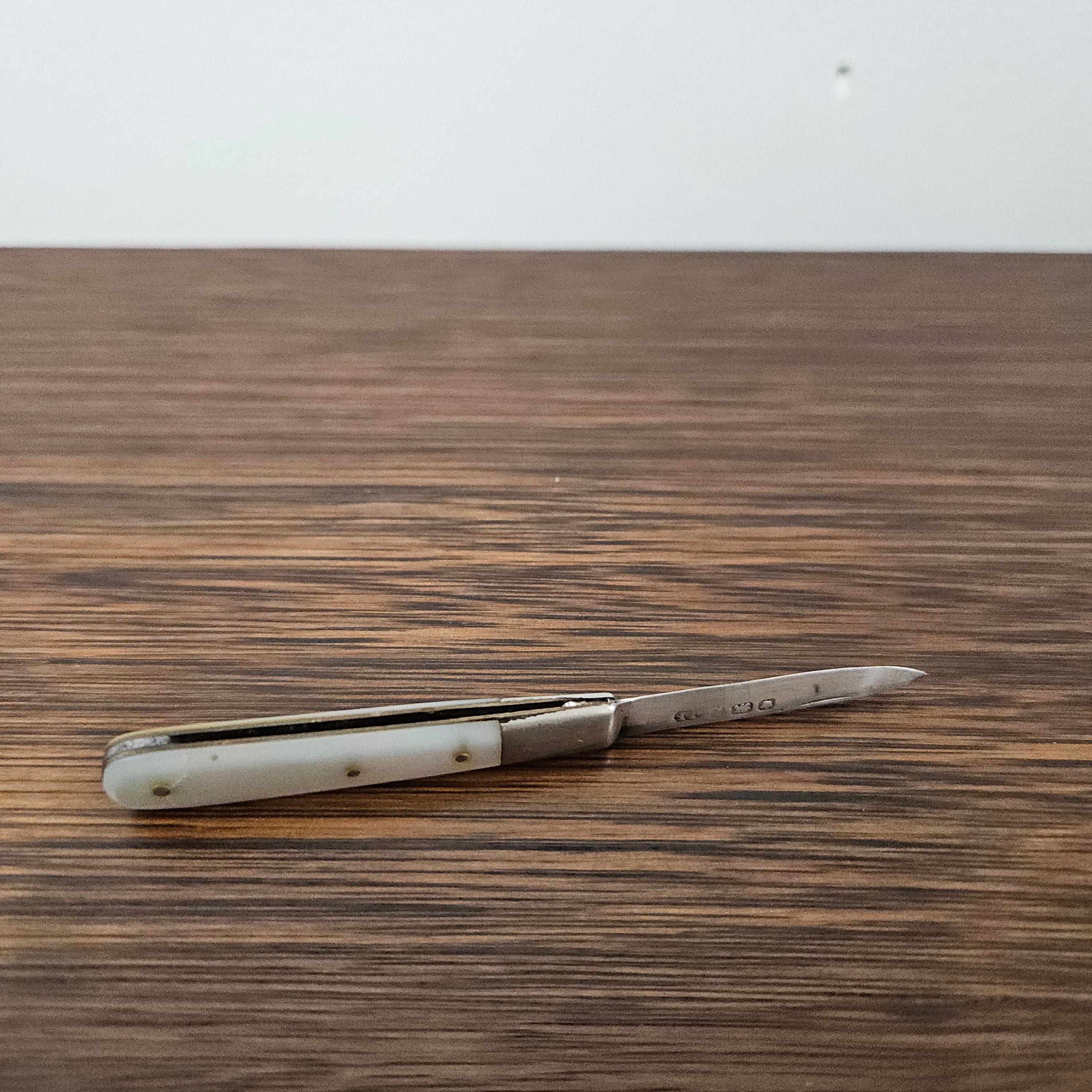 Sterling Silver & Mother of Pearl Miniature Fruit Knife | Antique & Vintage | Moonee Ponds Antiques | Australia Wide Delivery