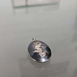 SIAM Silver Metal Vintage Black Enamel Niello Dancer Pendant | Antique & Vintage | Moonee Ponds Antiques | Australia Wide Delivery