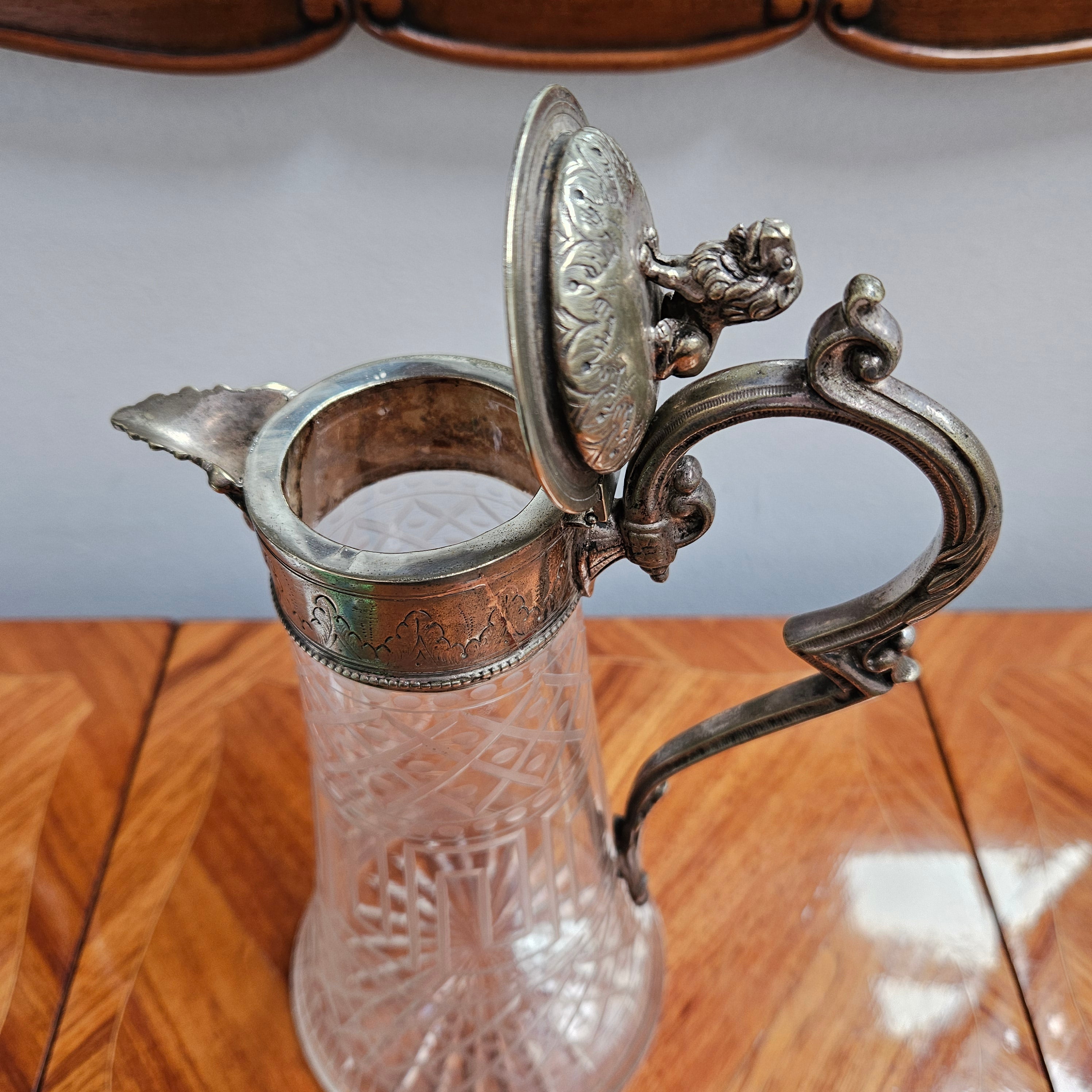Superb Edwardian Crystal & Silver Plate Claret Jug | Antique & Vintage | Moonee Ponds Antiques | Australia Wide Delivery