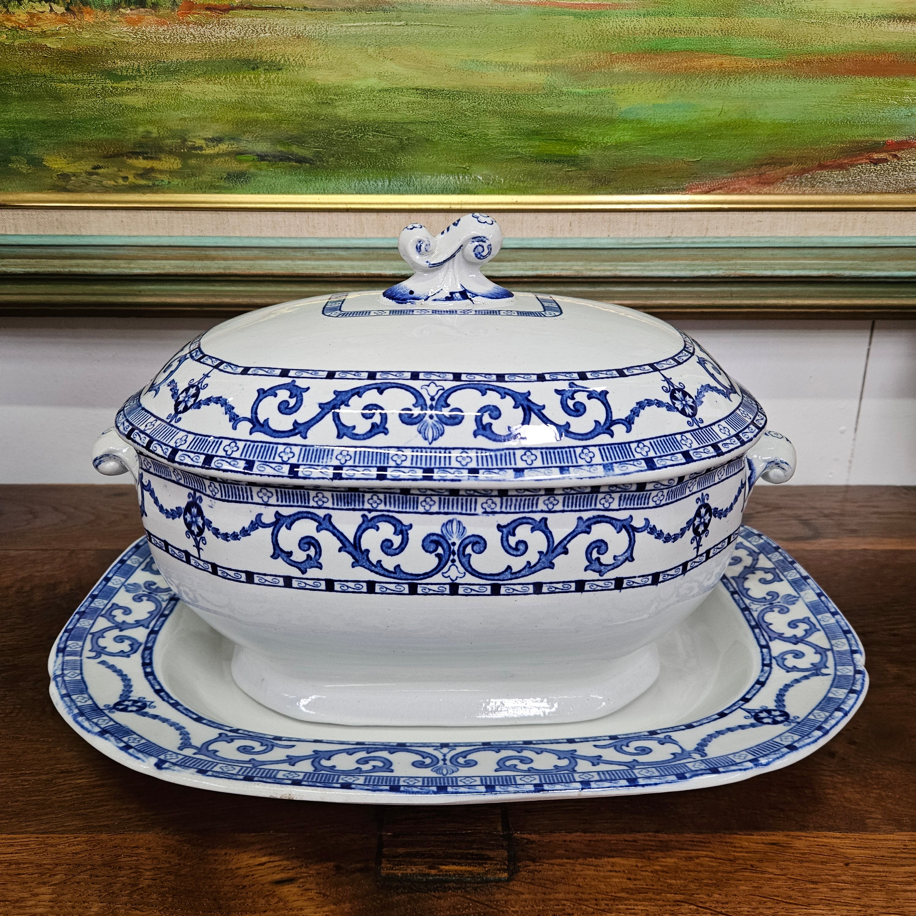 Victorian Blue&White Tureen and Meat Plate