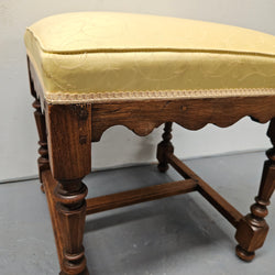 French Oak Footstool With Yellow Upholstery | Antique & Vintage | Moonee Ponds Antiques | Australia Wide Delivery
