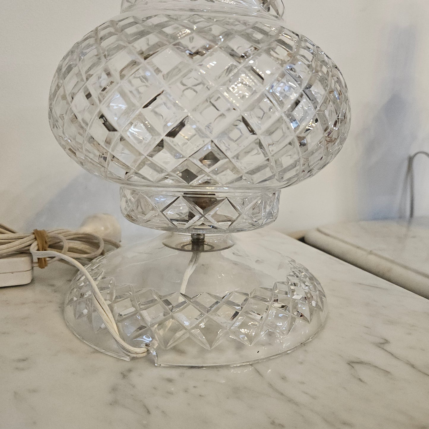 Vintage Art Deco Bohemian Crystal Bedside Lamp