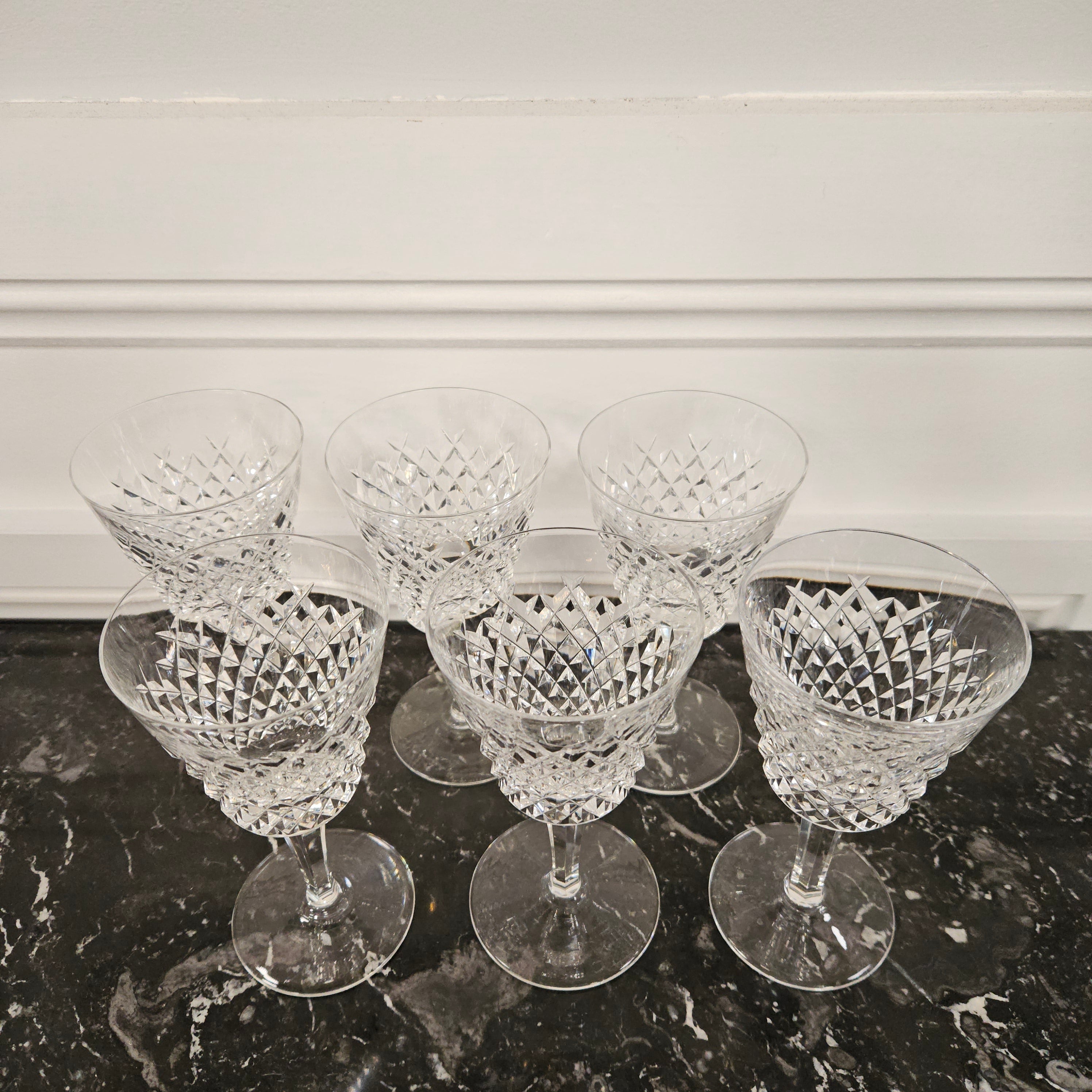 6 Waterford Stemmed Cut Crystal Wine Glasses In The Alana Pattern | Antique & Vintage | Moonee Ponds Antiques | Australia Wide