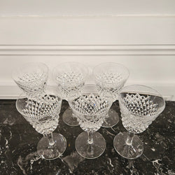 6 Waterford Stemmed Cut Crystal Wine Glasses In The Alana Pattern | Antique & Vintage | Moonee Ponds Antiques | Australia Wide Delivery