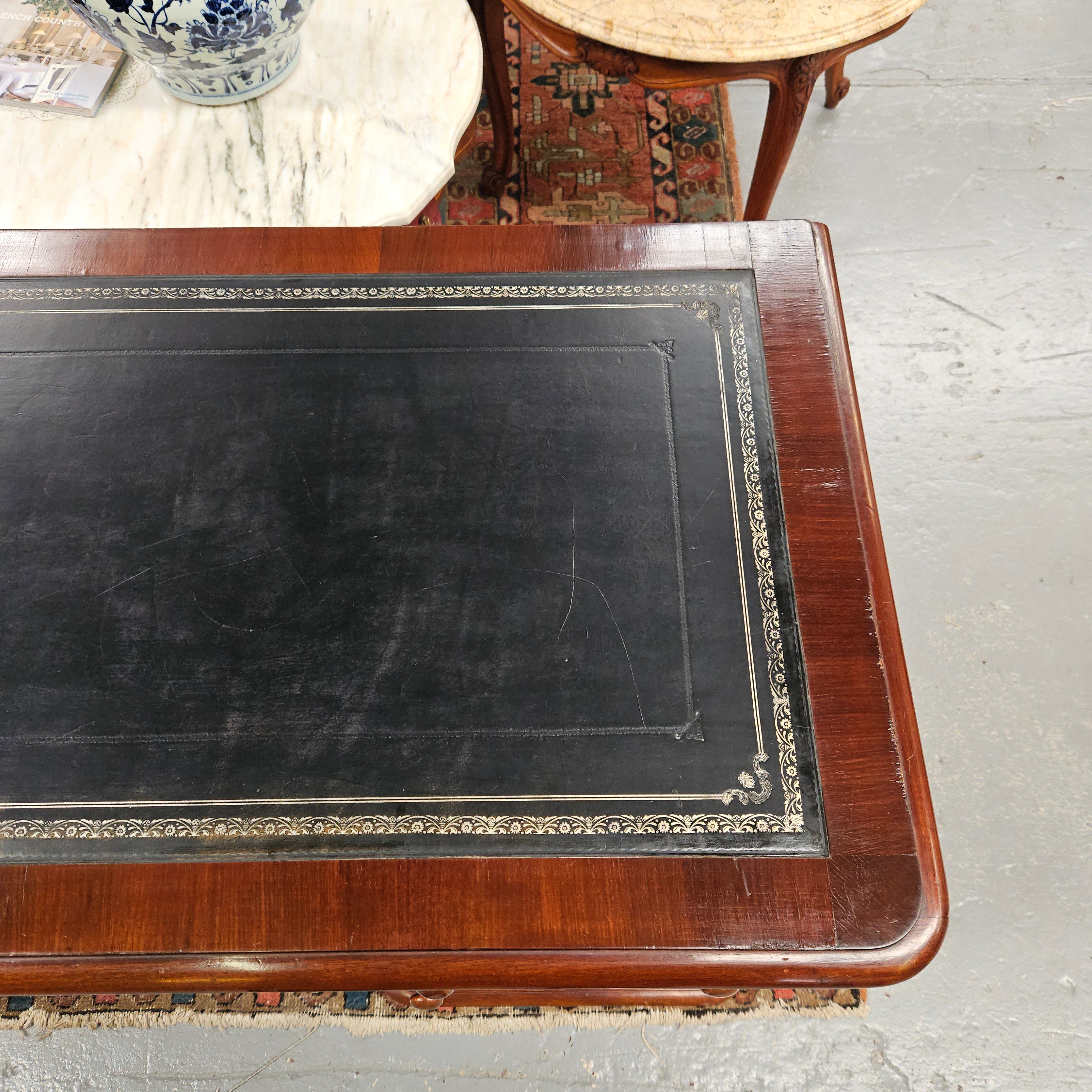 Mid Victorian Leather Top Mahogany Desk | Antique & Vintage | Moonee Ponds Antiques | Australia Wide Delivery