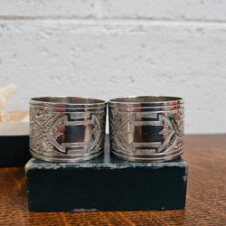 Pair Antique Engraved Silver Plated Serviette Rings | Antique & Vintage | Moonee Ponds Antiques | Australia Wide Delivery