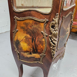 French  Louis XV Style Bombe Shaped Vernis Martin Vitrine