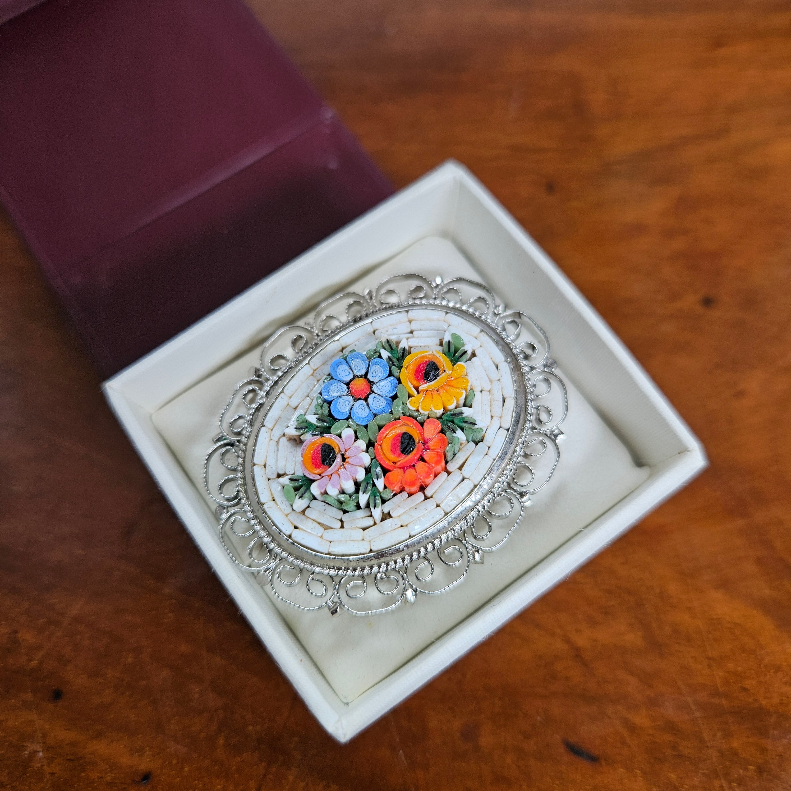 Vintage Floral Micro Mosaic Brooch | Antique & Vintage | Moonee Ponds Antiques | Australia Wide