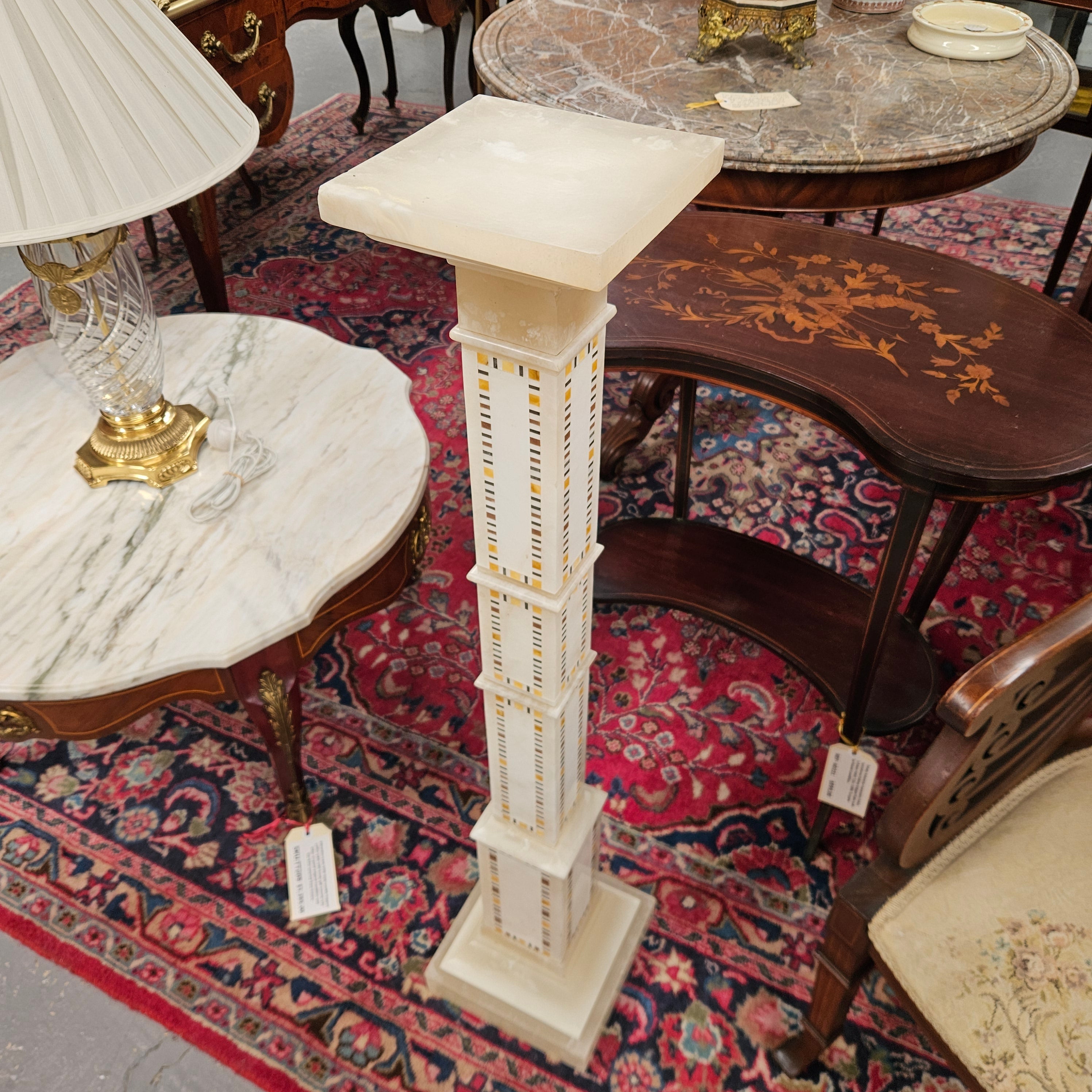 Antique Pietra Dura Alabaster Pedestal | Antique & Vintage | Moonee Ponds Antiques | Australia Wide