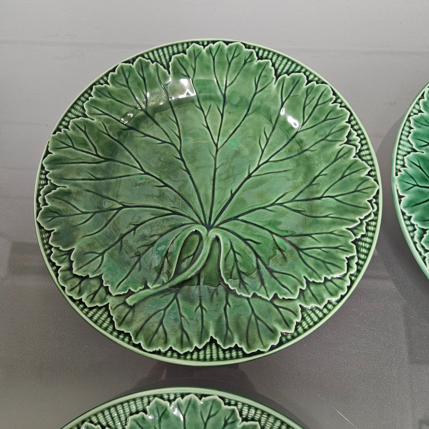 Antique Set of Four Majolica Plates