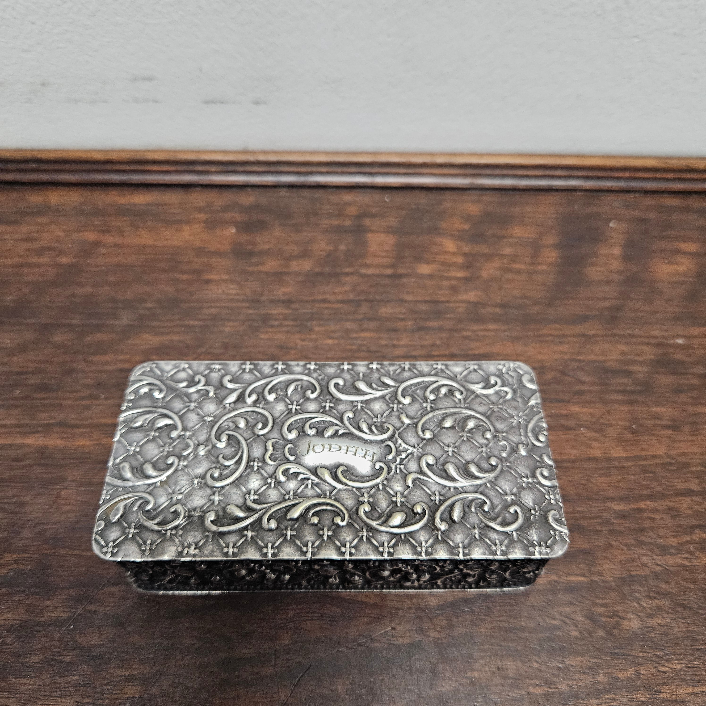 Victorian Silver Plated Filigree Decorated Trinket Box | Antique & Vintage | Moonee Ponds Antiques | Australia Wide Delivery