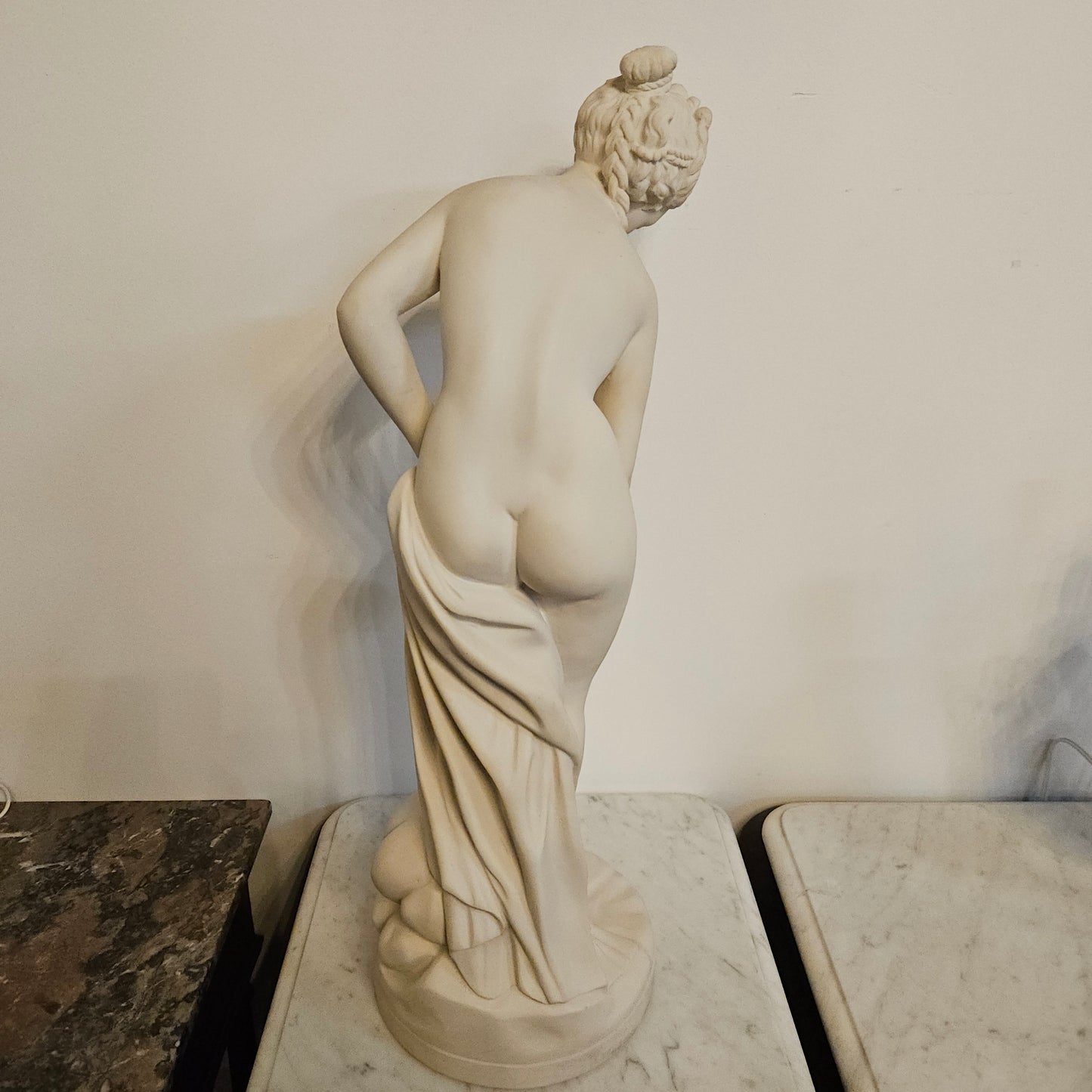 Vintage French Composite Marble 'Bathing Venus' Statue