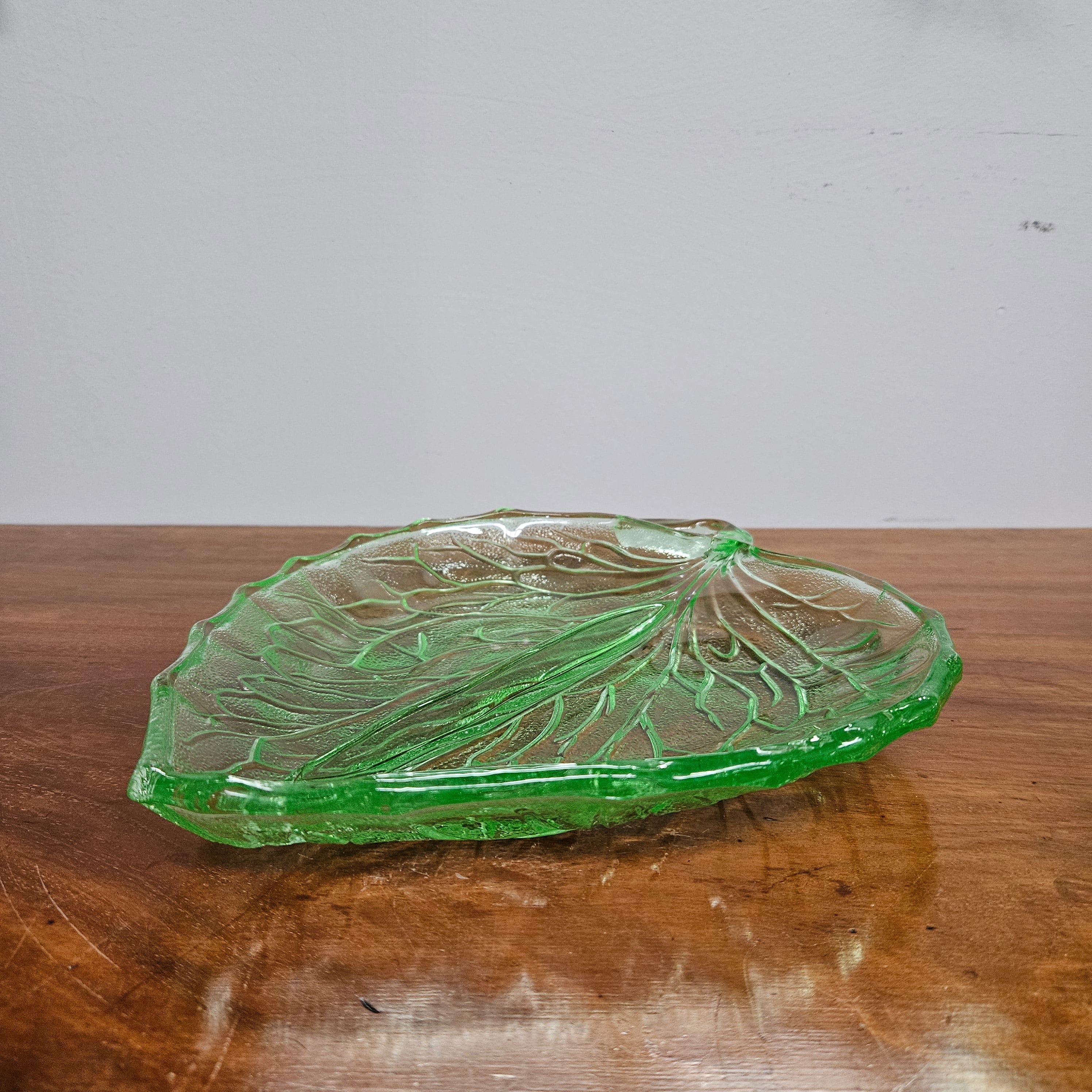 Vintage Bagley Uranium Green Glass Leaf Dish | Antique & Vintage | Moonee Ponds Antiques | Australia Wide Delivery