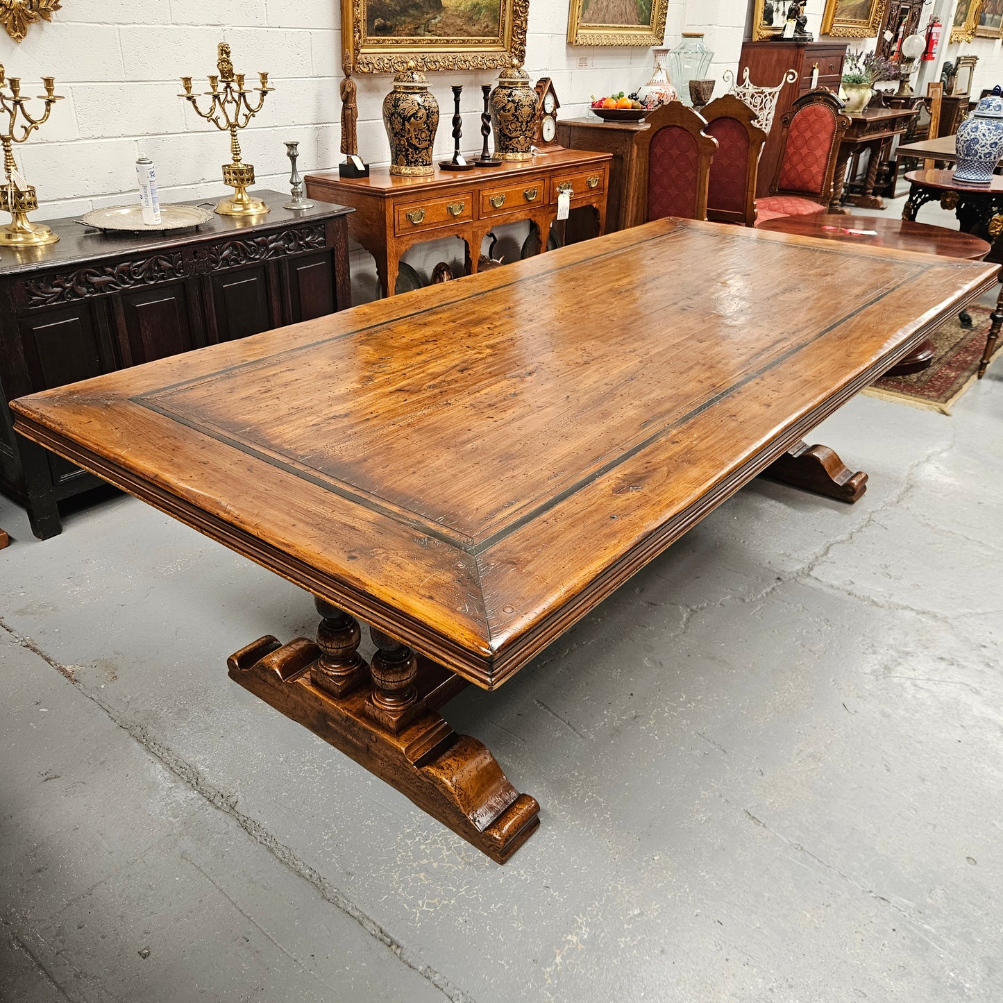 French Elm Farmhouse Style Dining Table