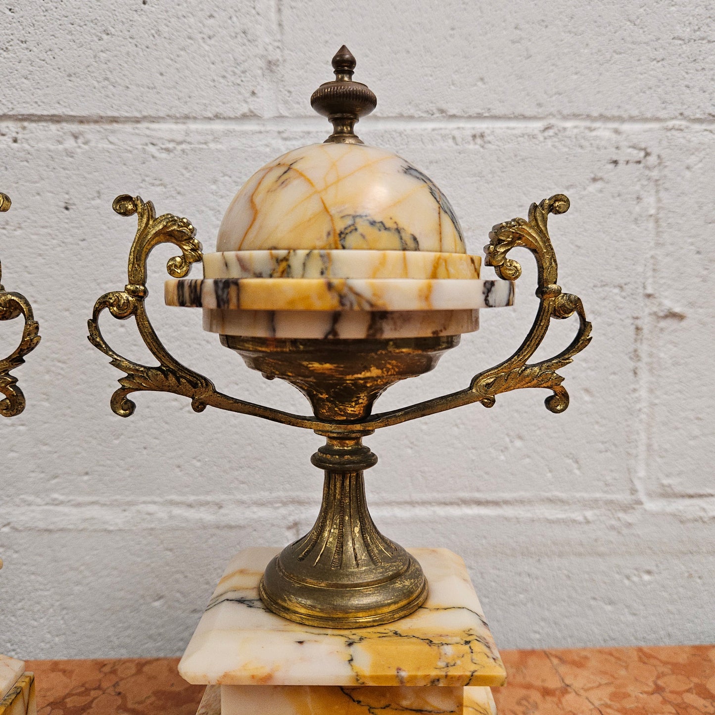 Elegant French Marble & Gilt Brass Cassolettes