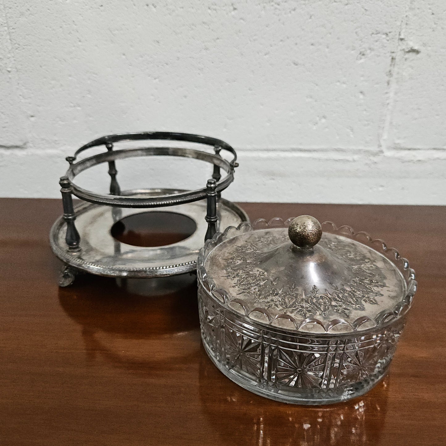 Victorian Walker & Hall Silver & Glass Insert Butter Dish