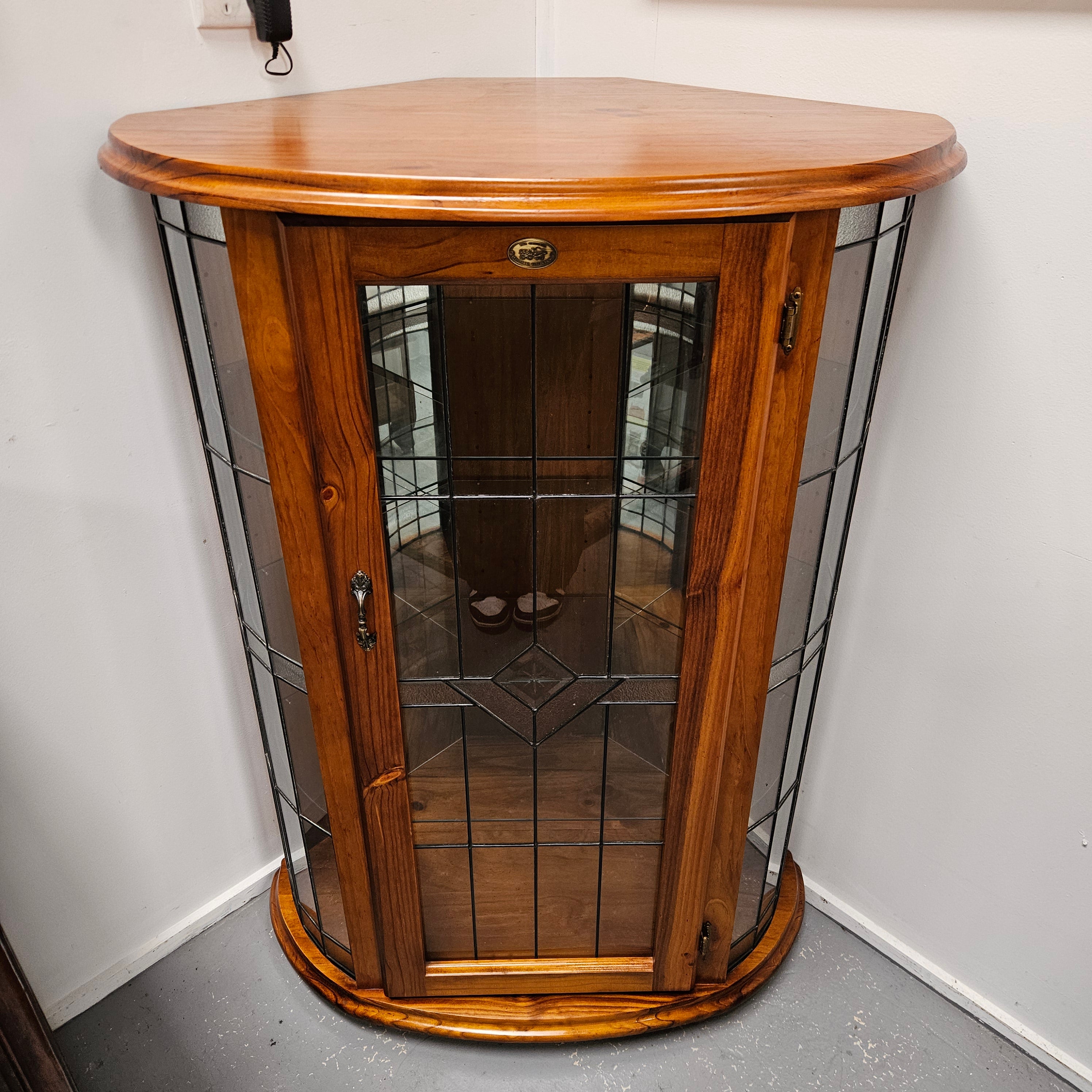 A Quality Reproduction Leadlight Corner Cabinet | Antique & Vintage | Moonee Ponds Antiques | Australia Wide Delivery