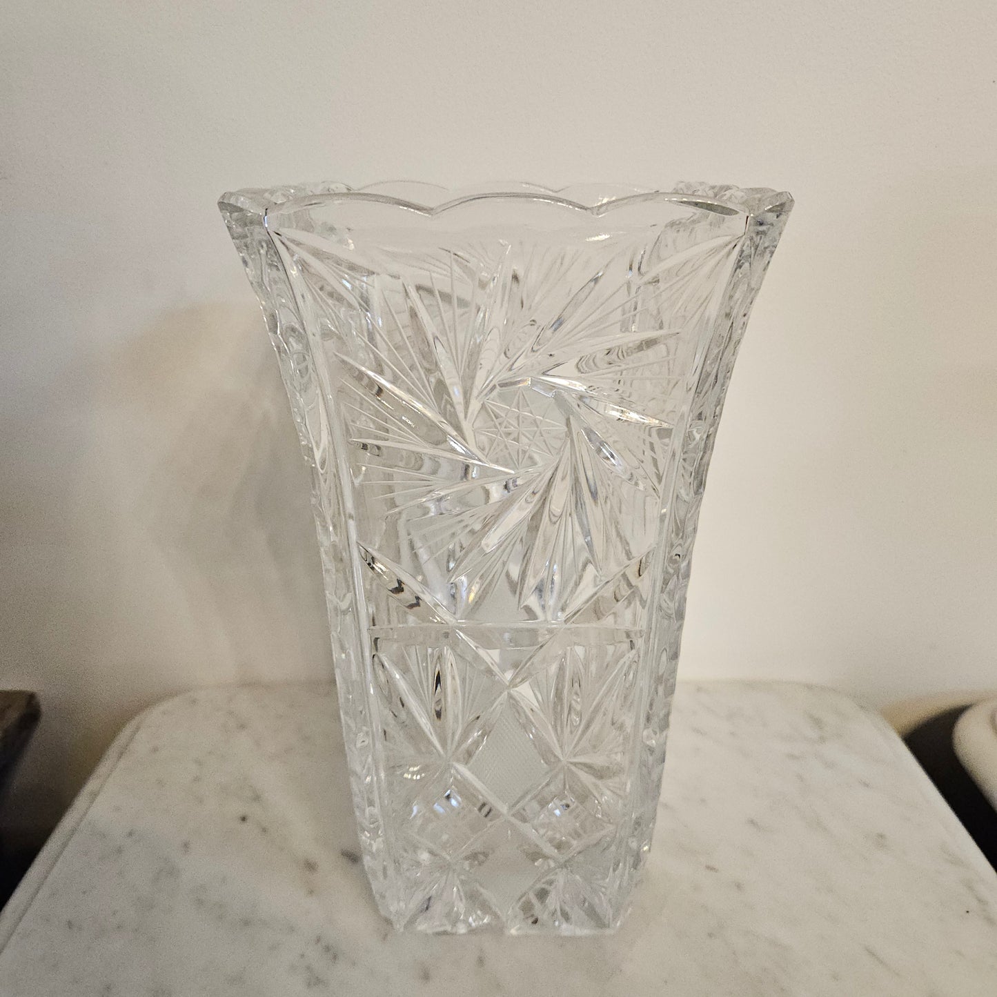 Large Hand Cut Crystal Vase