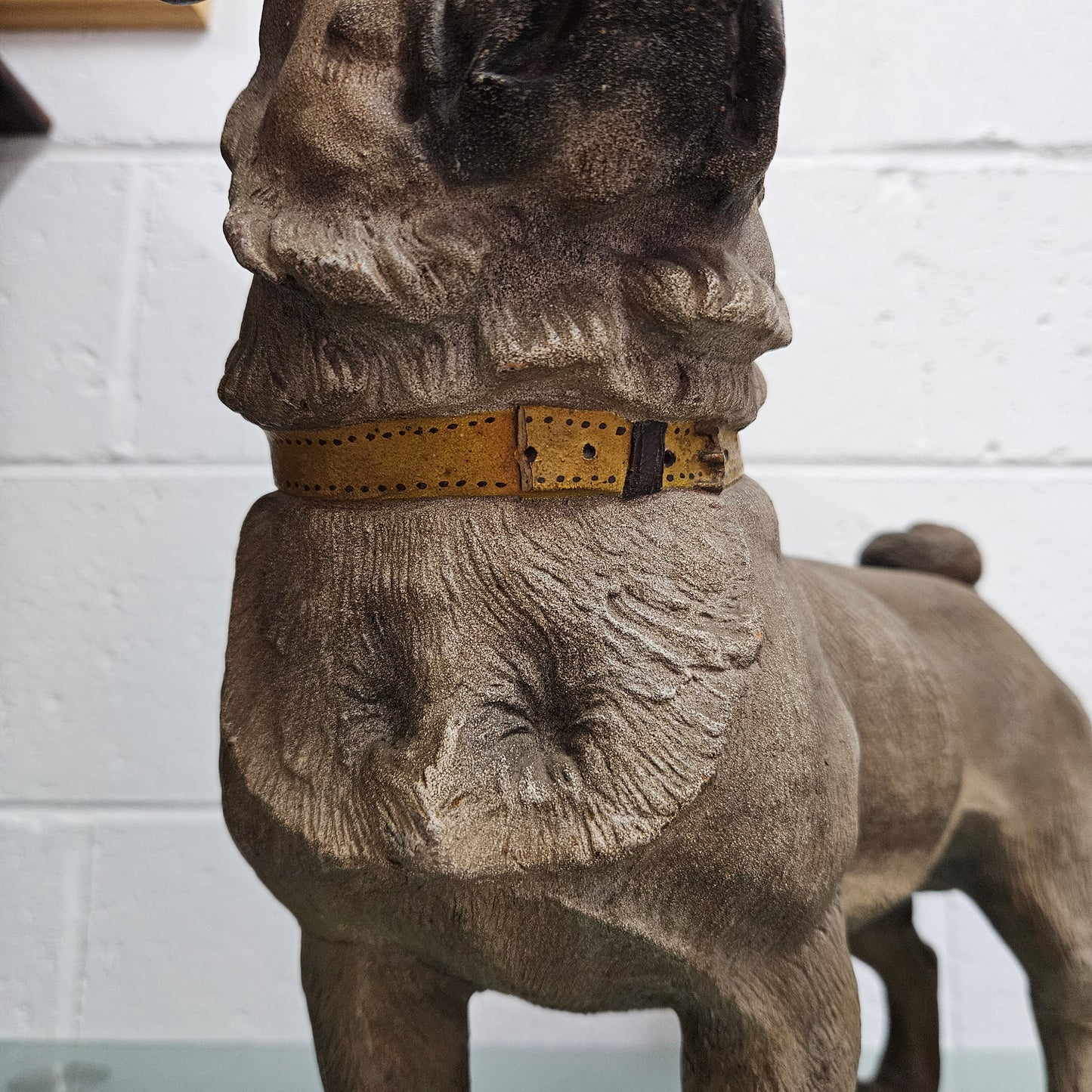 Rare Australian Large Cold Painted Terracotta Pug Statue