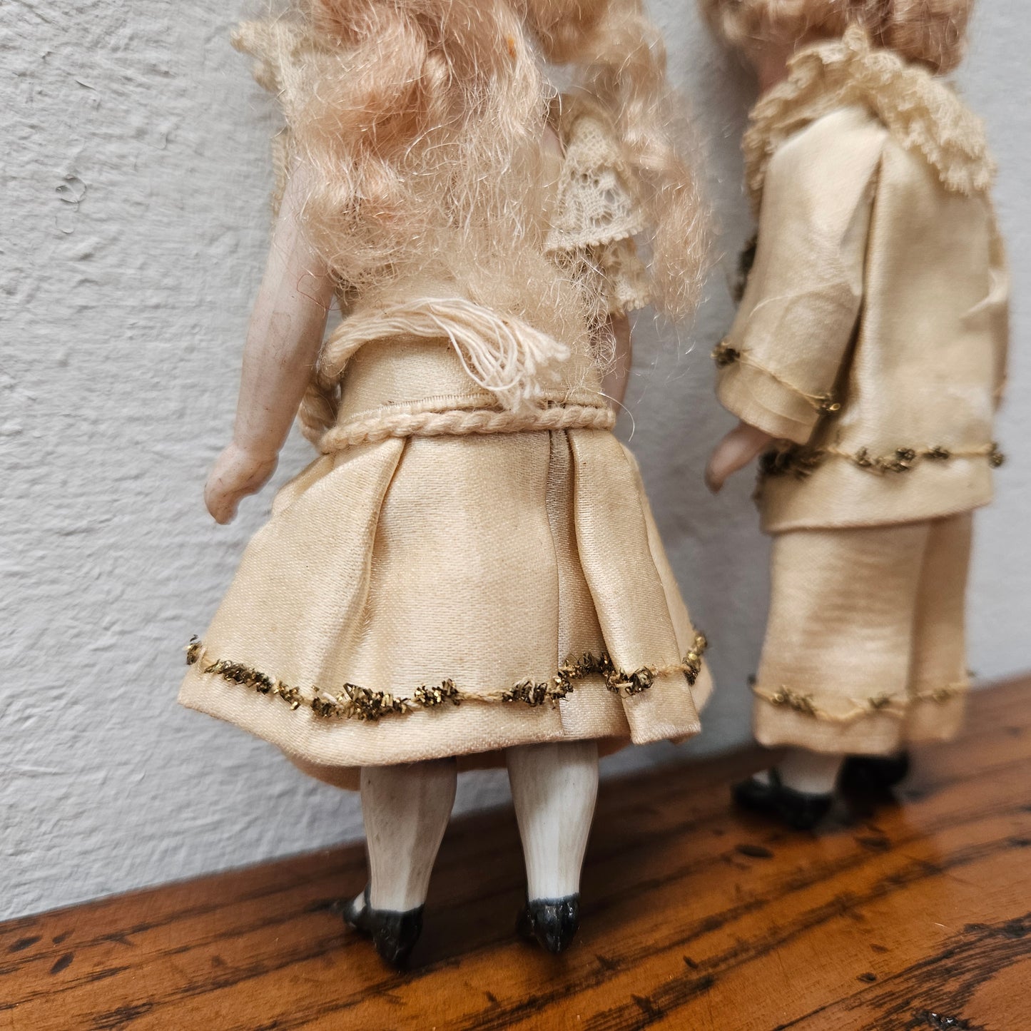 Pair Antique French Miniature Bisque Dolls