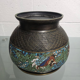 Antique Chinese Bronze & Cloisonne Planter
