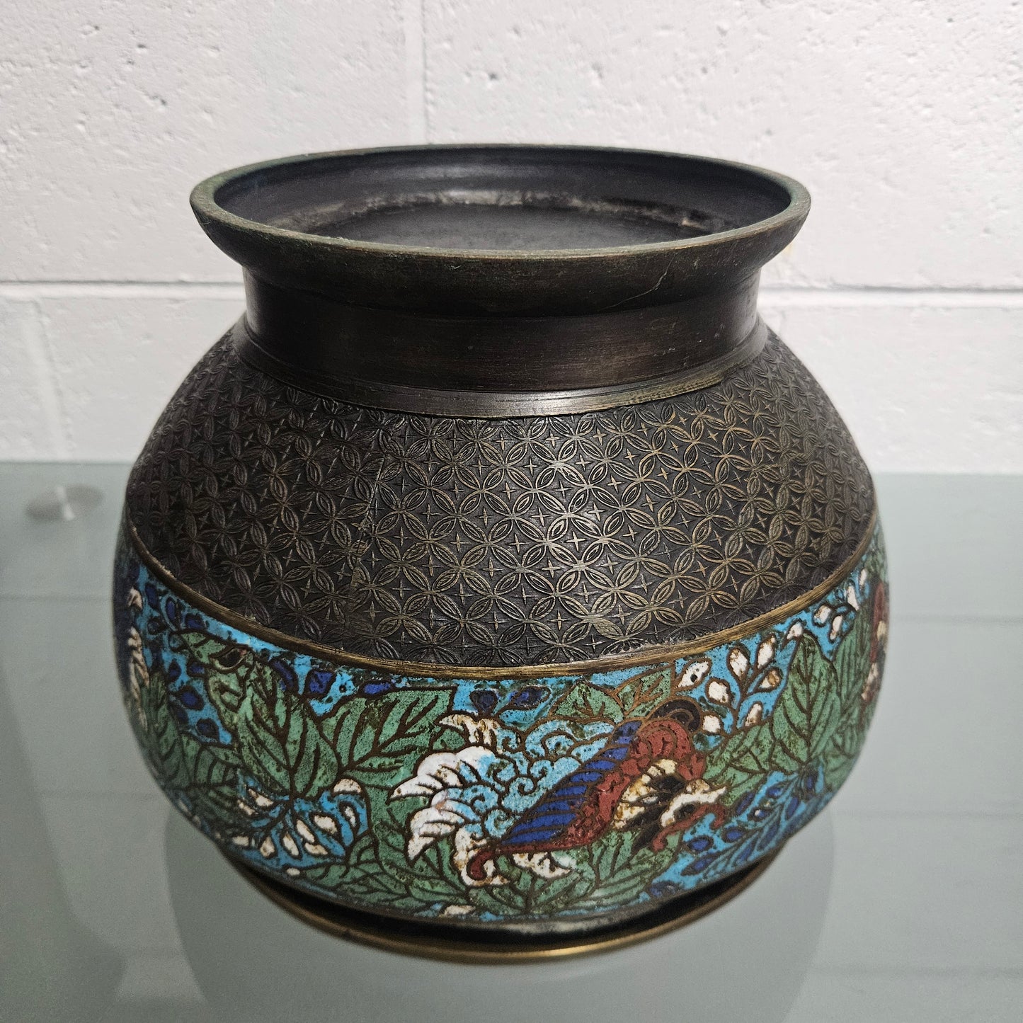 Antique Chinese Bronze & Cloisonne Planter