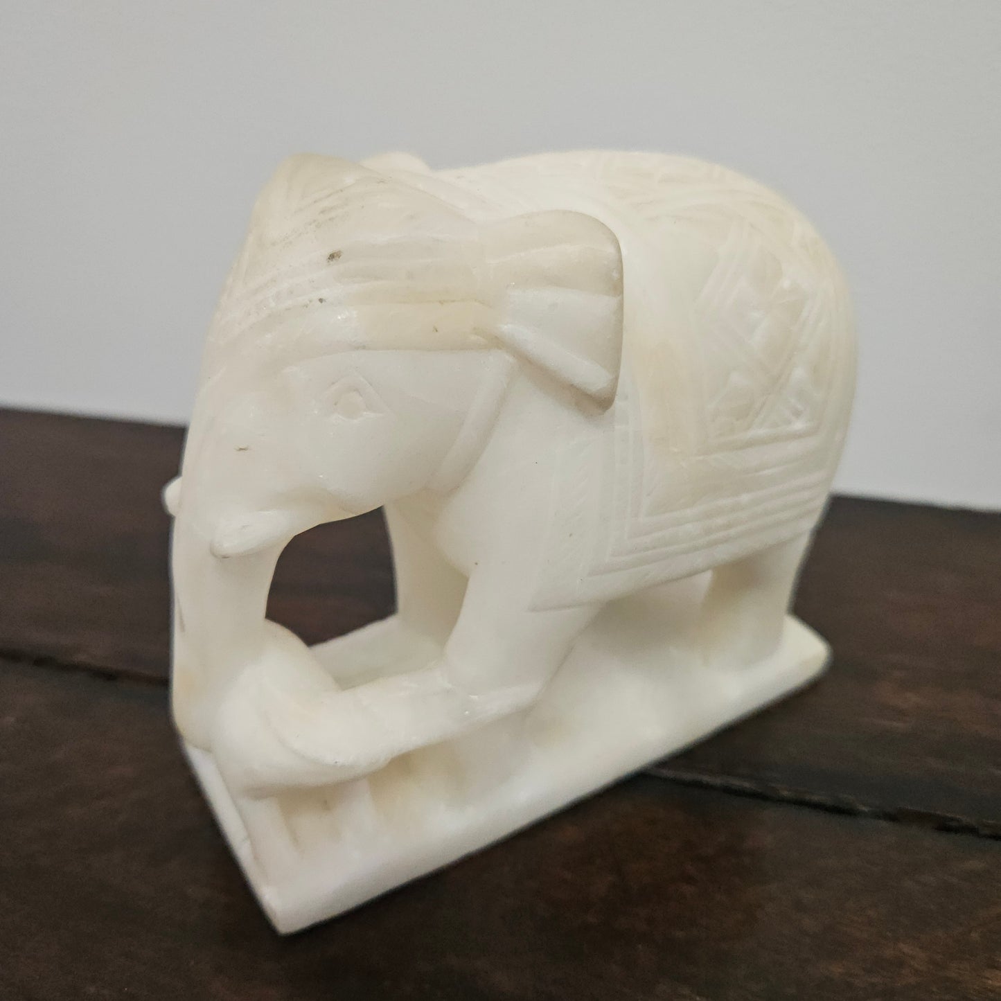 Vintage Hand Carved Indian Alabaster Elephant