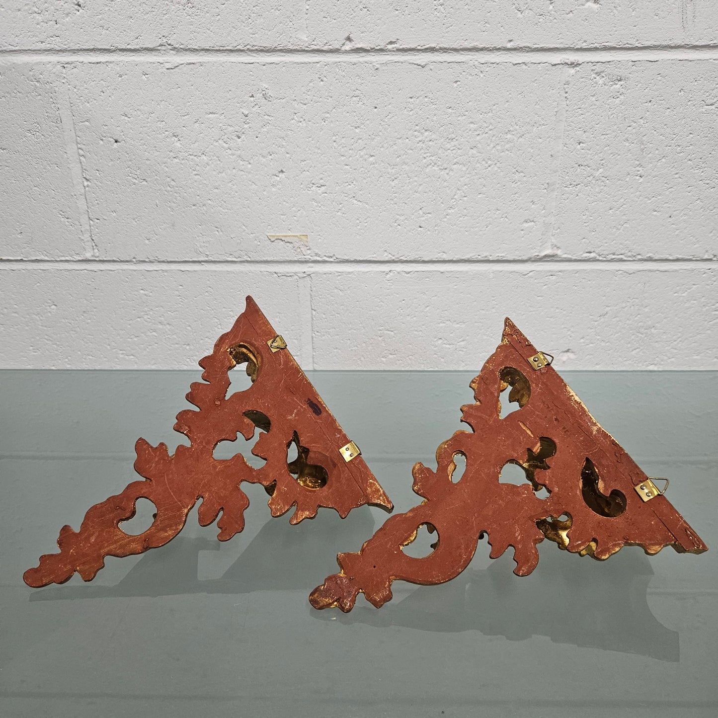 Pair Of Gilt & Wood Carved Wall Shelf Brackets