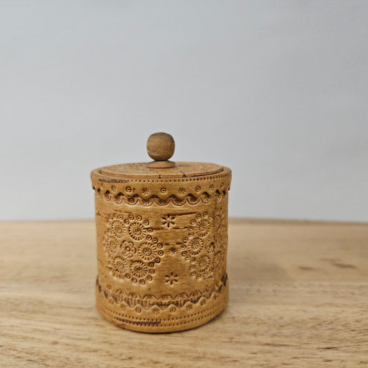 Small Cylindrical Engraved Trinket Box