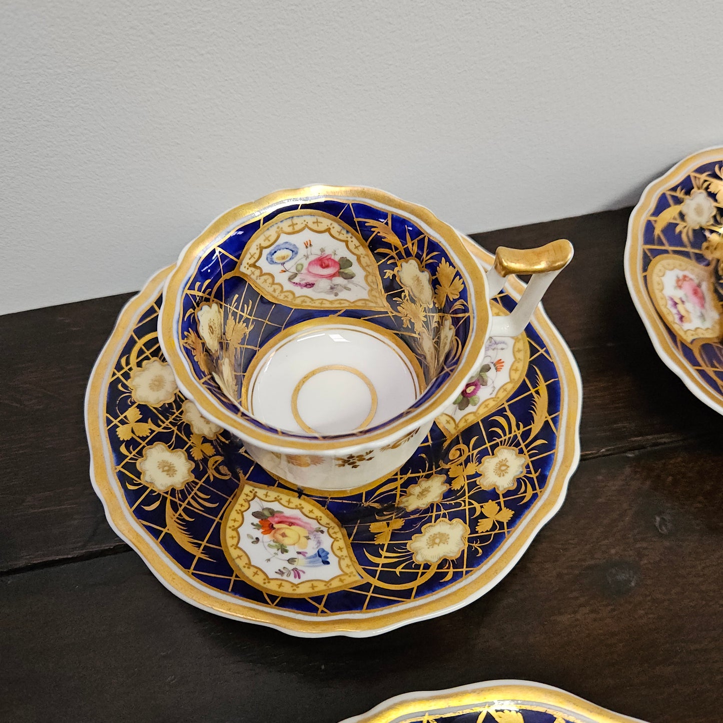 Ridgway Regency Period 6 Hand Painted & Gilded Cups & Saucers