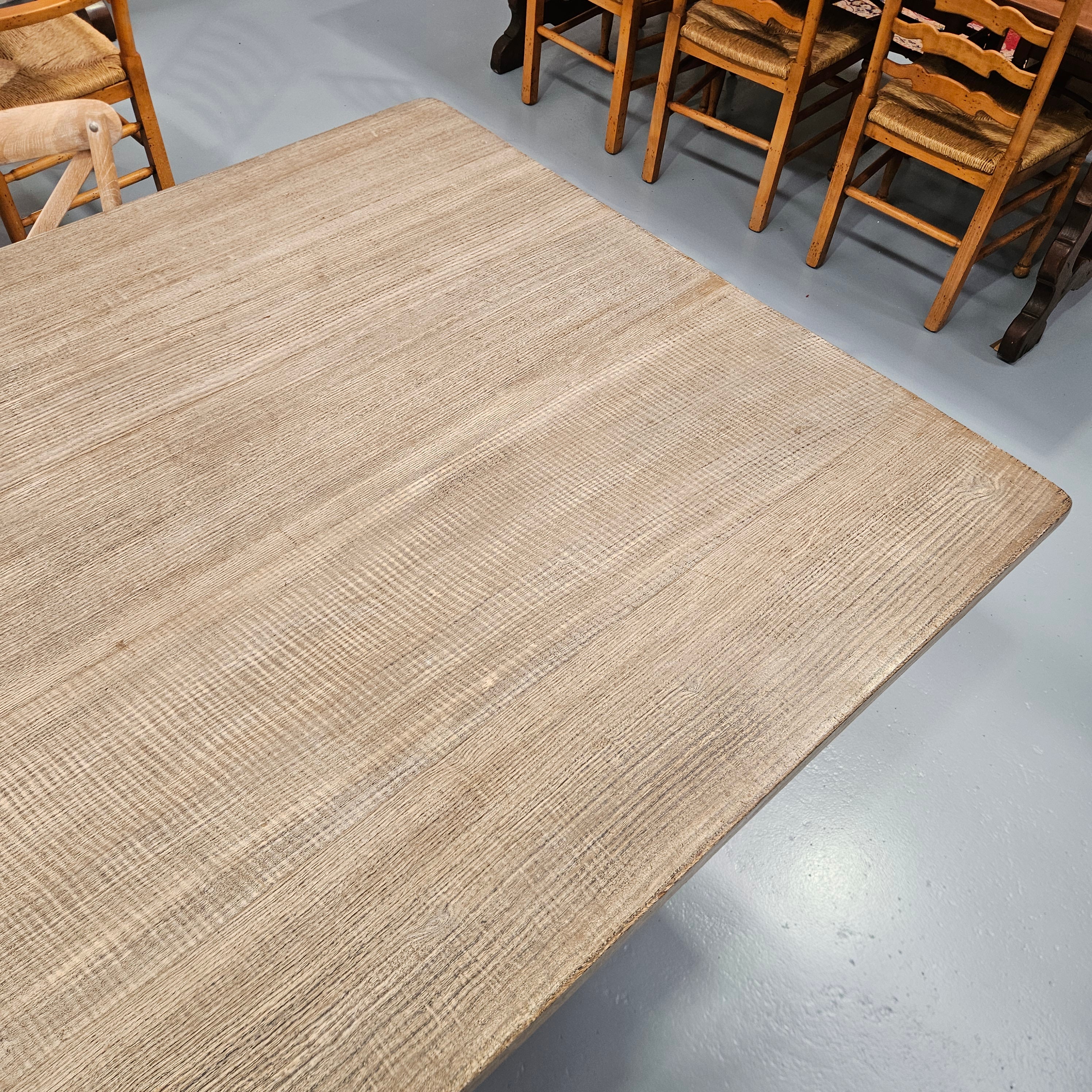 Large Antique French-Style Limewashed Dining Table