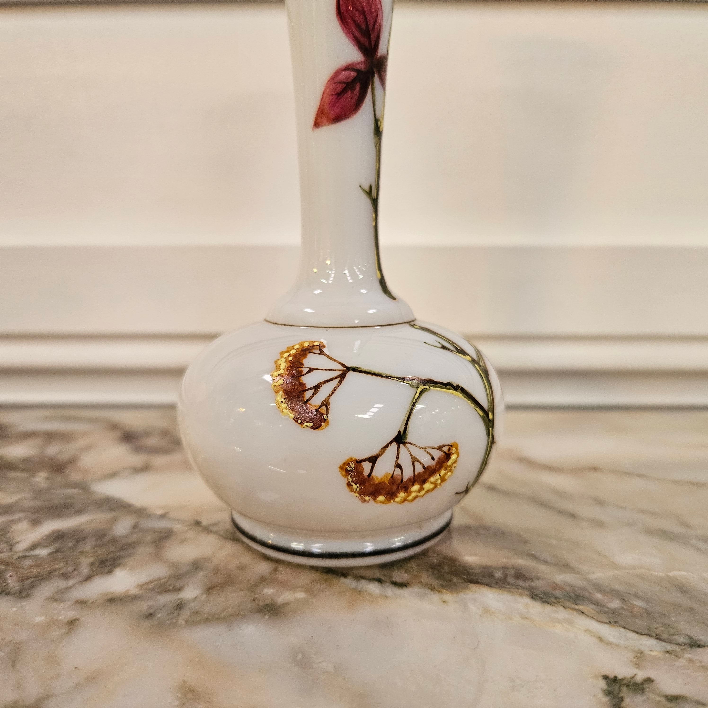 Antique Hand Painted Milk Glass Vase | Antique & Vintage | Moonee Ponds Antiques | Australia Wide Delivery