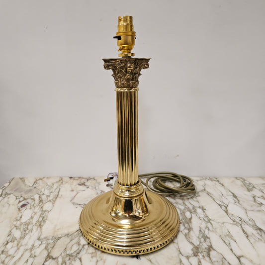 Vintage Brass Corinthian Column Electrified Table Lamp