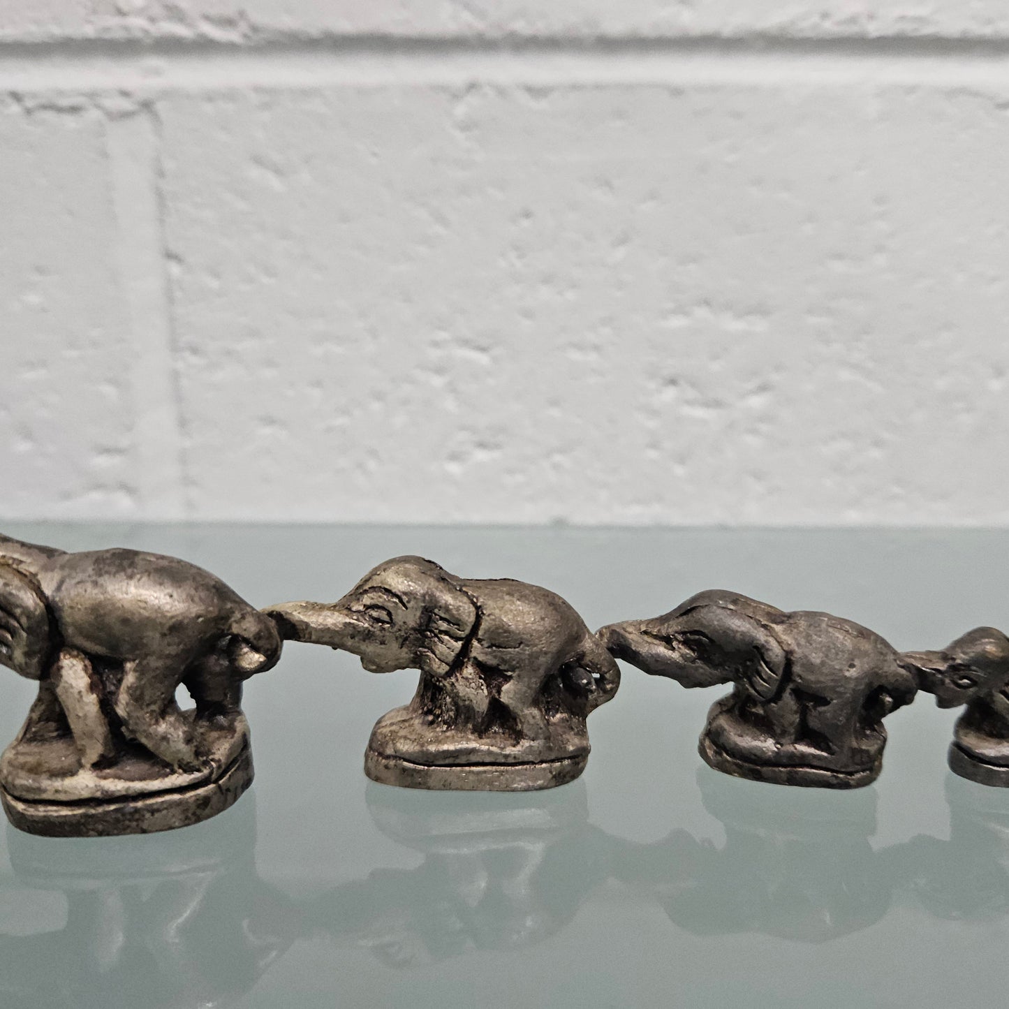 Silvered Bronze Elephant Herd