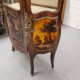 French  Louis XV Style Bombe Shaped Vernis Martin Vitrine