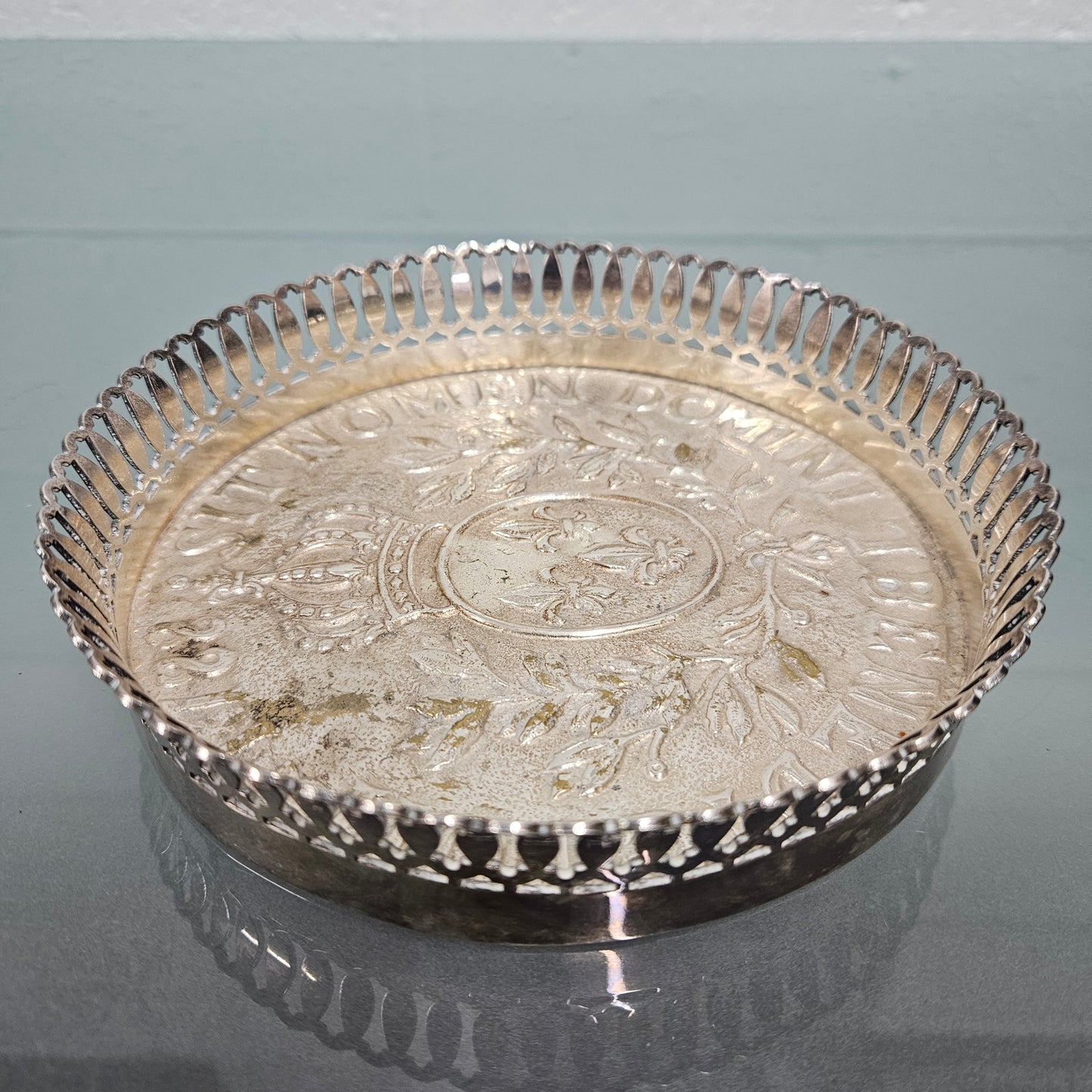 Antique Silver Plate Church Coaster