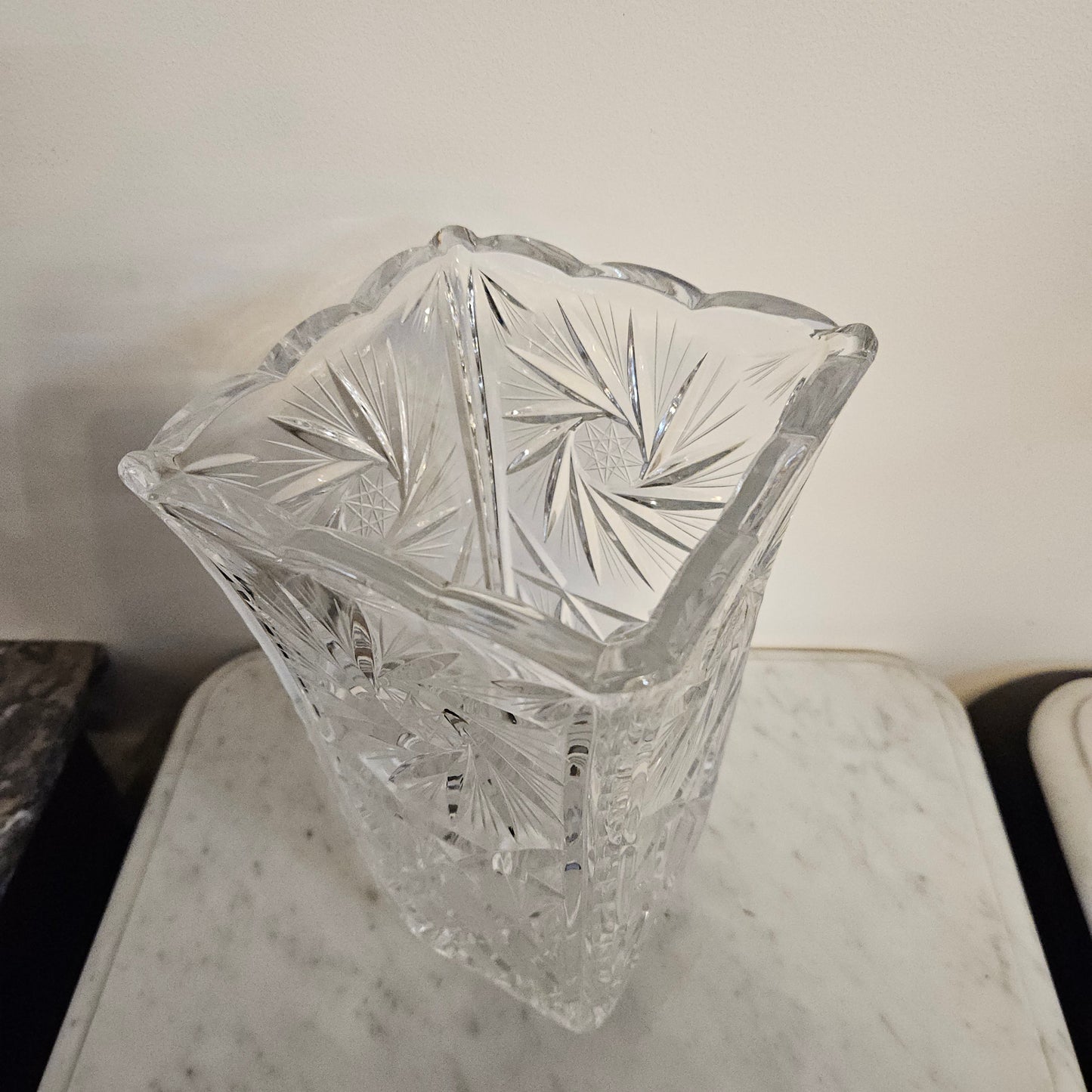 Large Hand Cut Crystal Vase