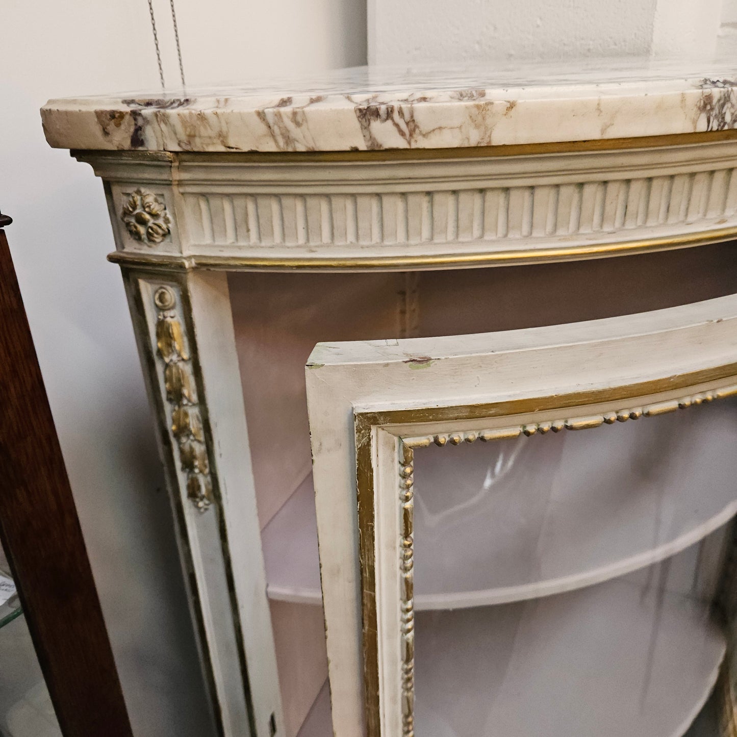 Louis XVI Style Signed Paris Marble Top Corner Cabinet