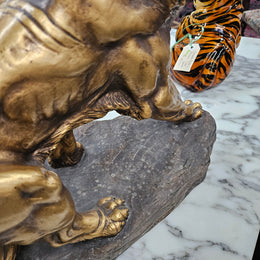 Antique Gilded Terracotta Signed Sculpture