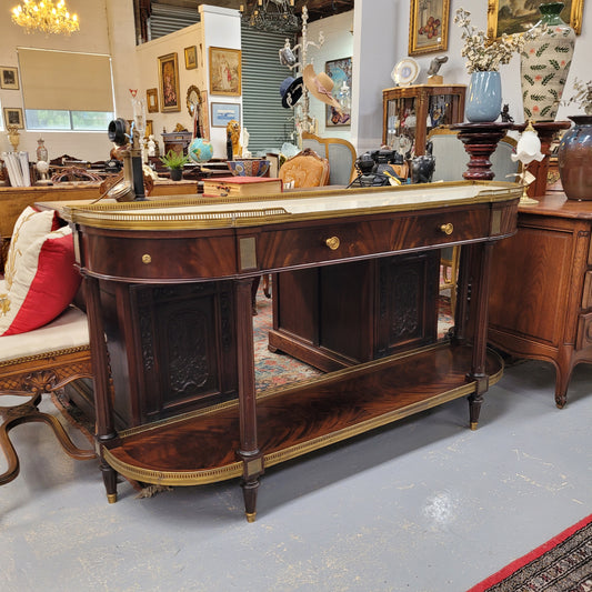French Empire Style Mahogany Marble Top Console Table