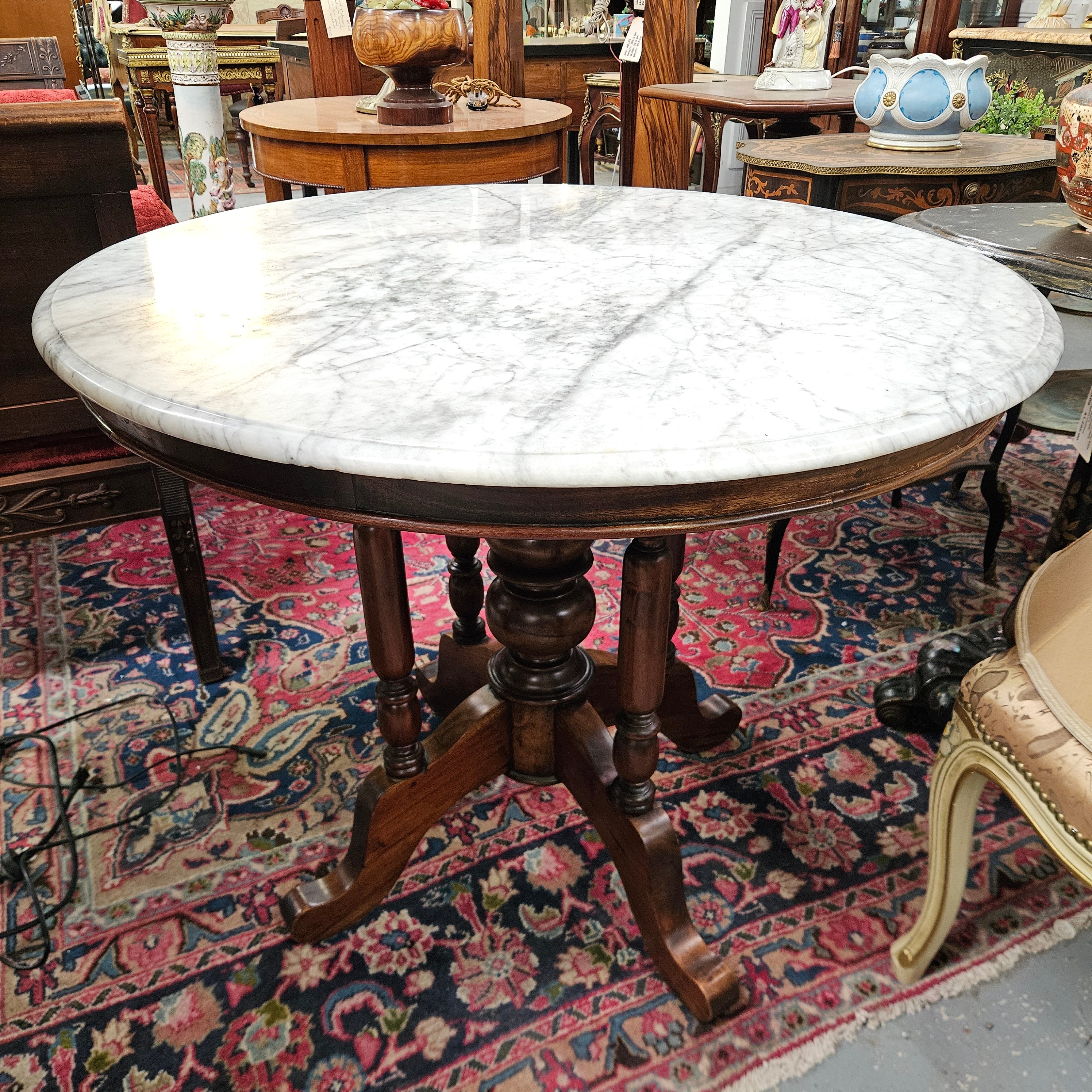 Vintage Mahogany Marble Top Centre Table