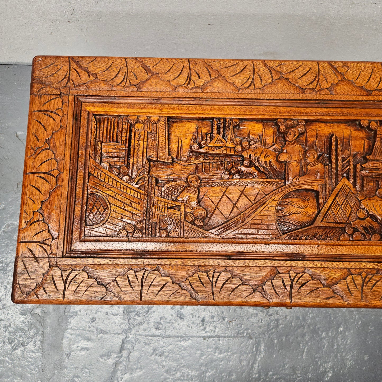 Small Oriental Carved Camphor Wood Chest