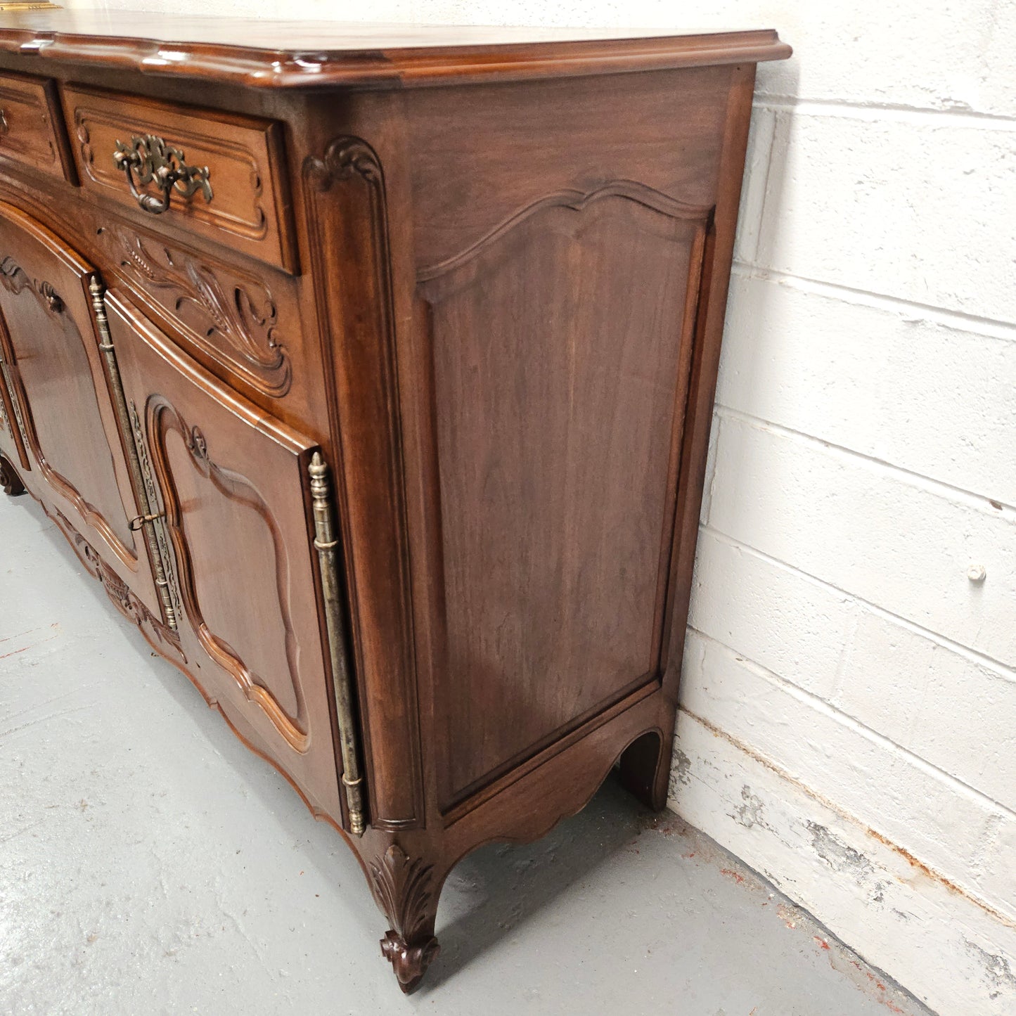 Louis XV Style Walnut Sideboard With Three Drawers & Three Doors