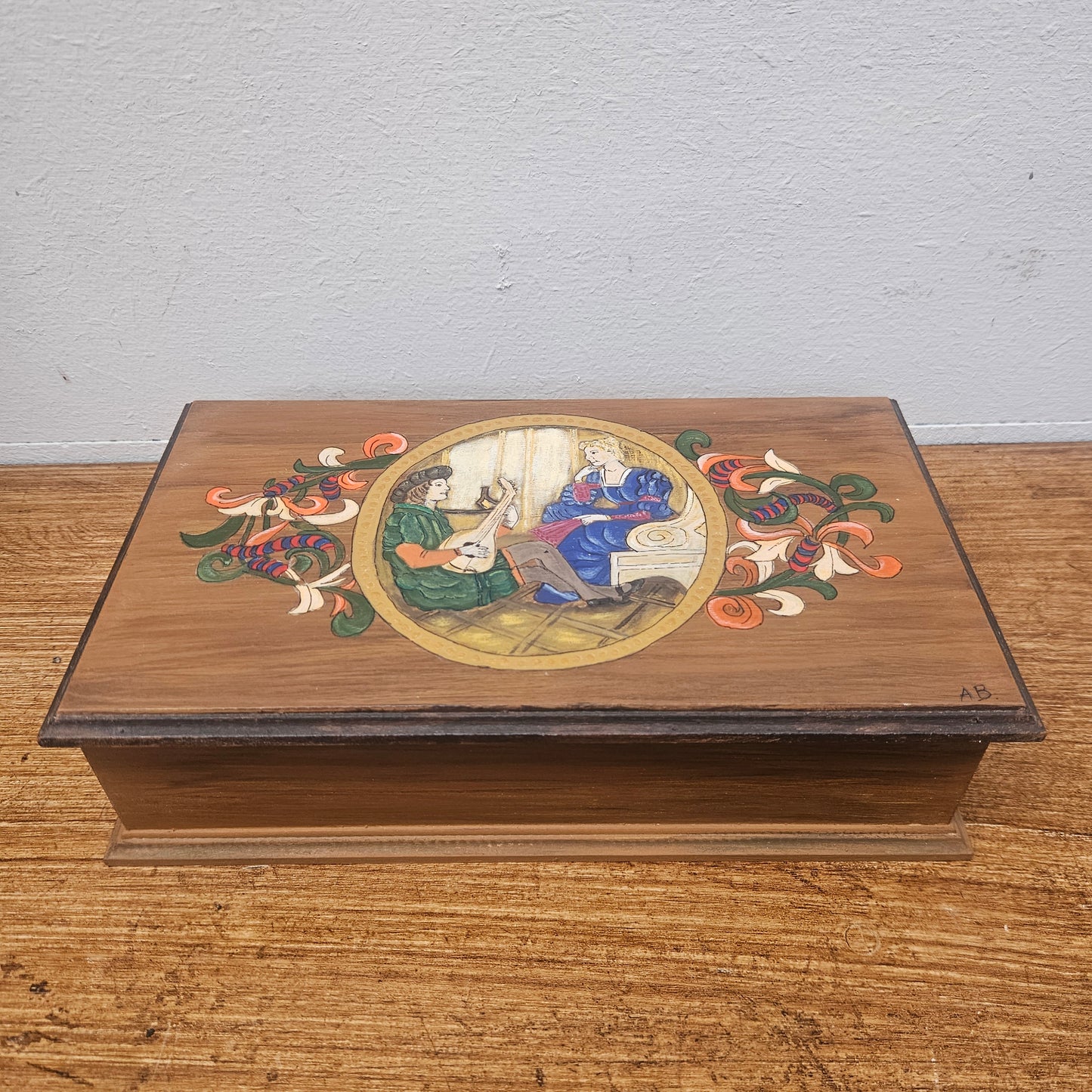 Vintage Hand Made & Painted Jewellery Box