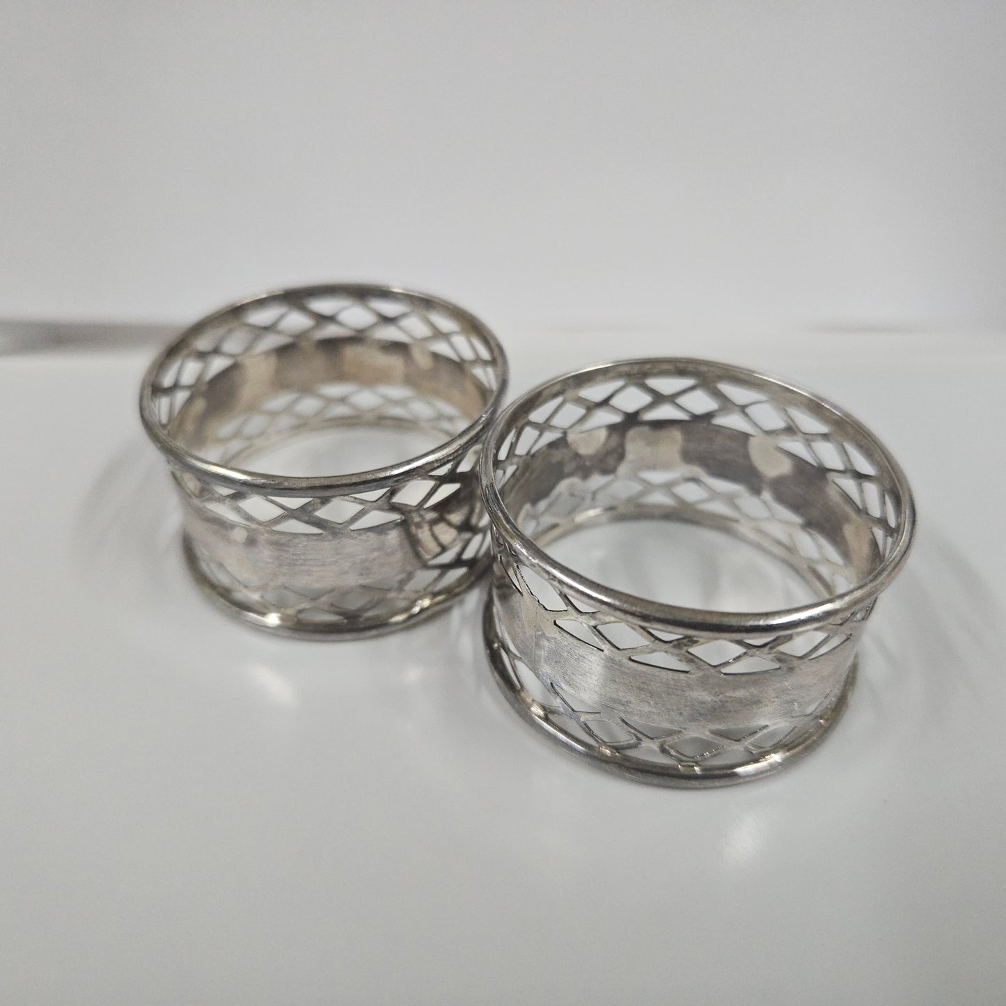 Pair Antique Sterling Silver Pierced Serviette Rings