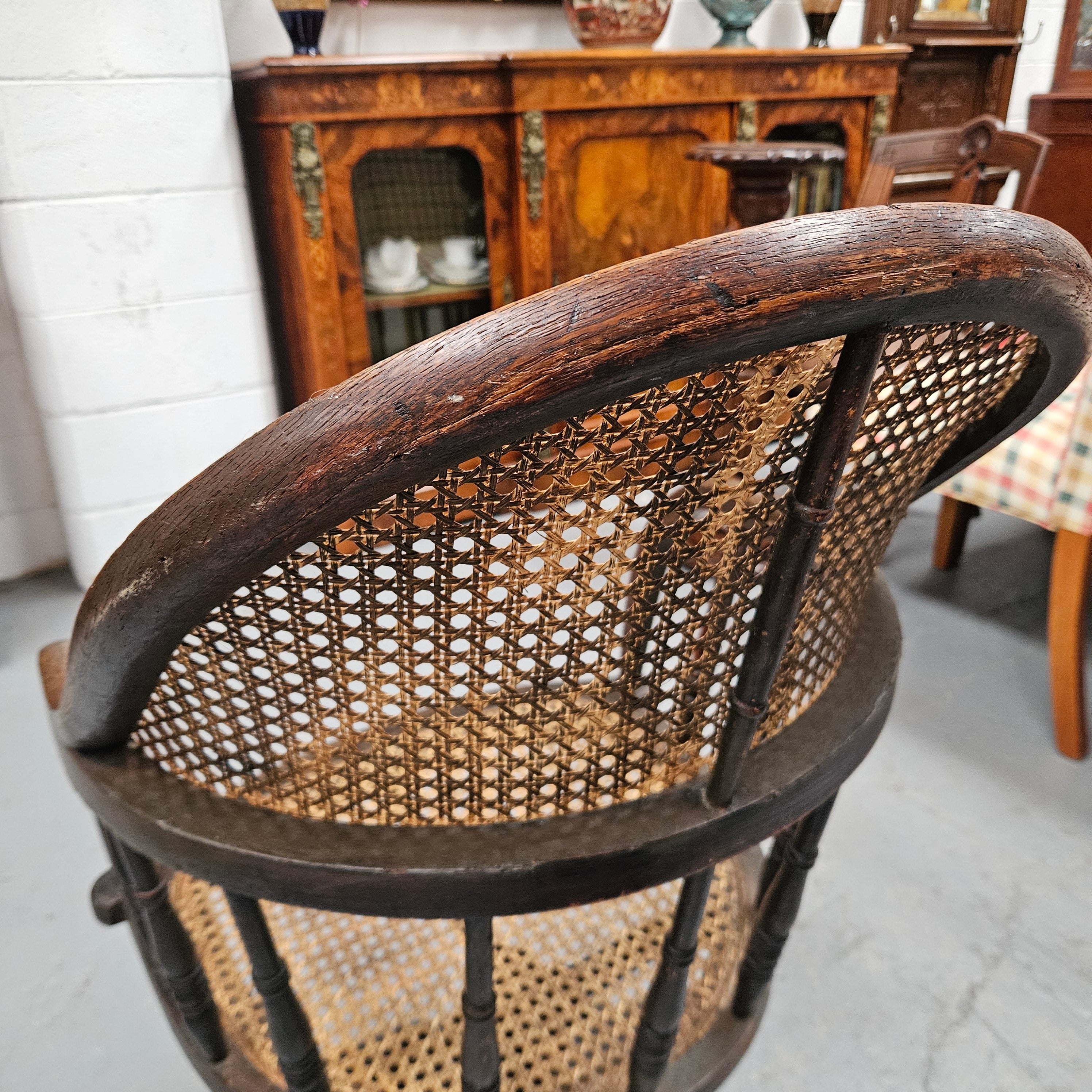 Antique Cane & Oak Office Desk Chair | Antique & Vintage | Moonee Ponds Antiques | Australia Wide Delivery